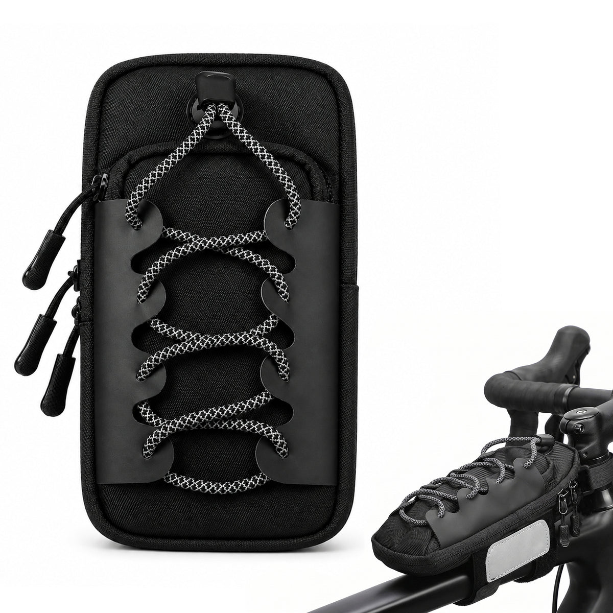 Gemoioio 1x Ebike Frame Storage Bike Phone Bag Electric Dirt Bike Bag Black