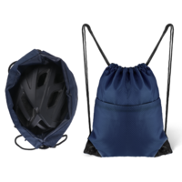 Lusofie Drawstring Backpack, Water Resistant Drawstring Bag Oxford String Backpack For Travel, Swimming, Fitness, Cycling For Men and Women(Black) (Blue)