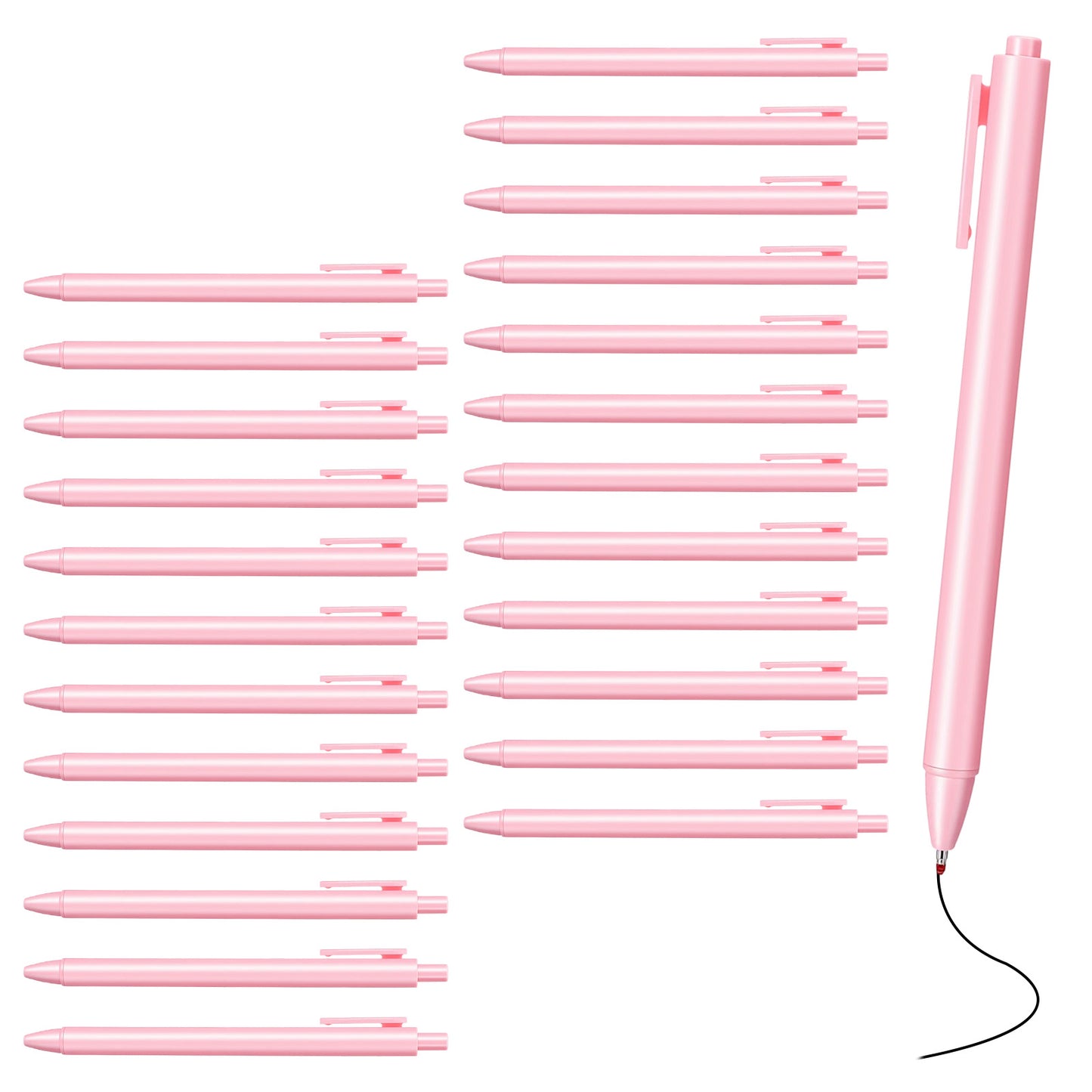 Yolev 25 Pcs Aesthetic Ballpoint Pens Bulk Cute Pink Ball Point Pen Black Ink 0.5mm Retractable Writing Pens Pink Pen for Christmas Baby Shower Back To School Party Favor Gifts Girls