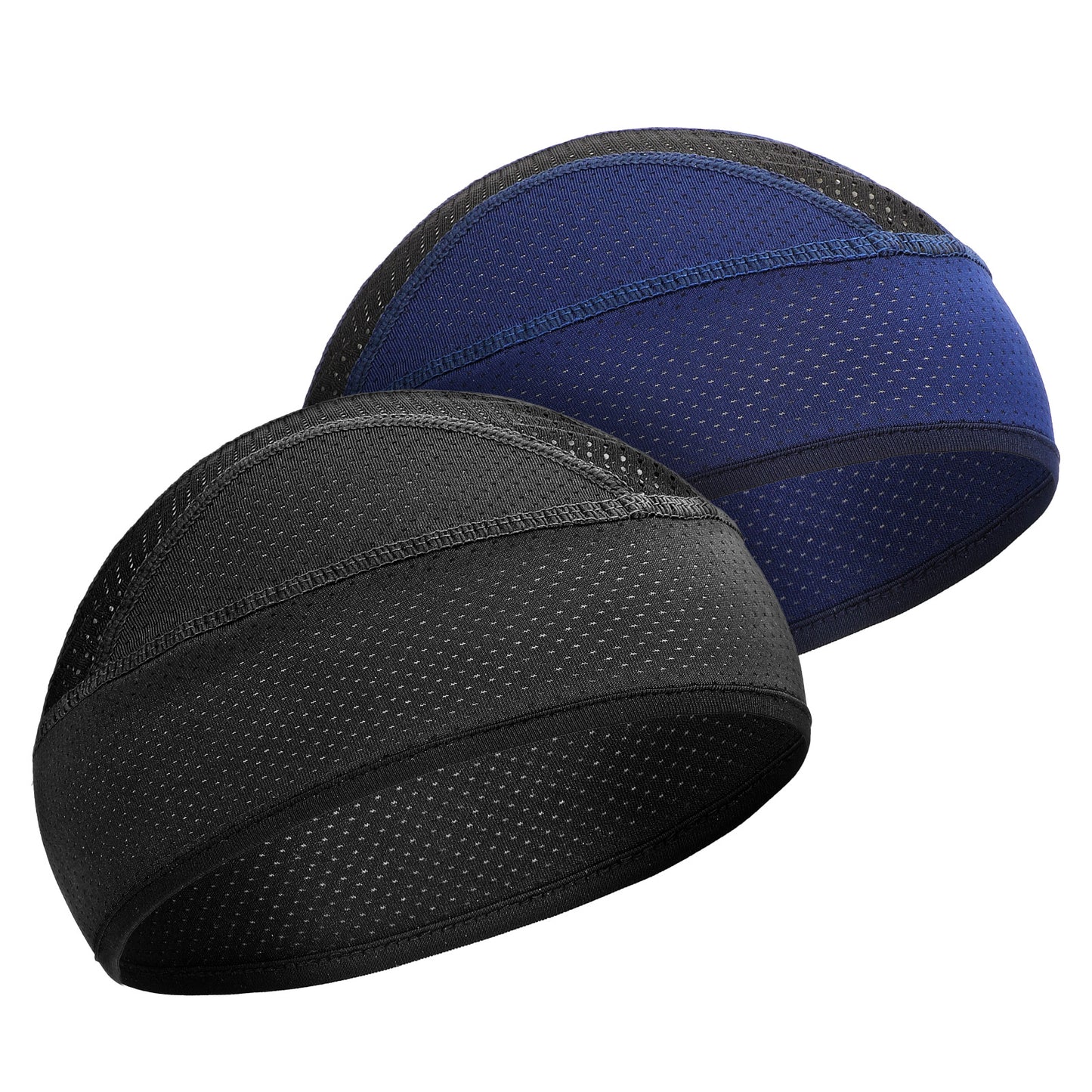 Cooling Skull Cap, Sweat-Wicking Motorcycle Helmet Liner, Mesh Cycling Running Hat for Men and Women (Black and Navy)