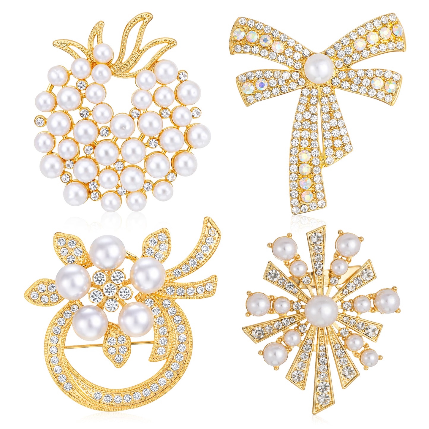 4pcs Brooches and Pins for Women, Flower Brooch, Crystal Pearl Brooch, for Women Fashion Accessories