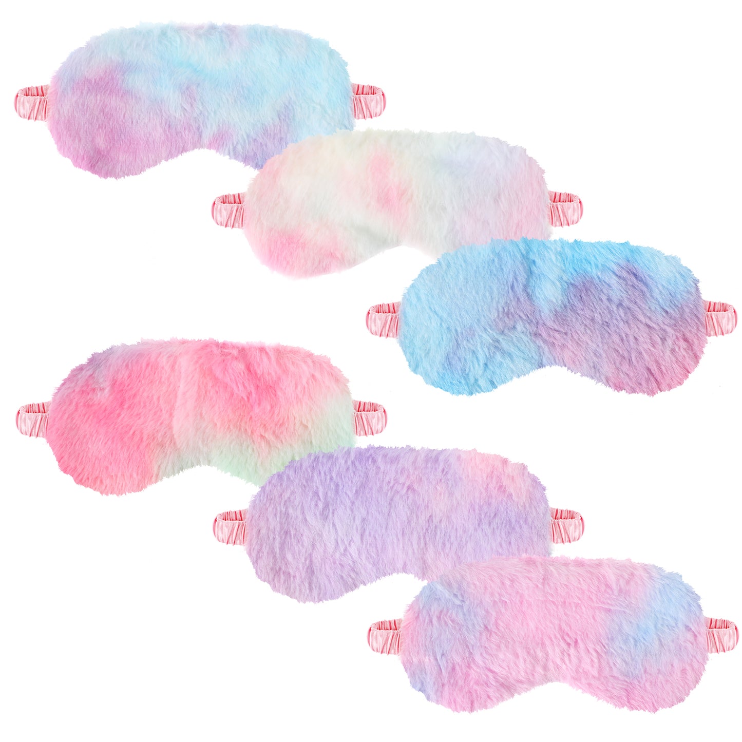 6Pcs Plush Sleeping Eye Mask, Kids Eye Masks for Sleeping, Kids Sleep Mask, Furry Eyeshade Soft Sleeping Blindfold Comfortable Eye Cover for Adults Kids Travel Nap Sleeping