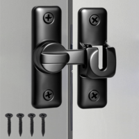 90/180 Degree Barn Door Lock, Black Flip Door Latch, Safety Door Lock, Small Flip Gate Latch Hardware for Barn, Cabinet, Bedroom Doors, Bathroom, Gardener Doors(2 Set)