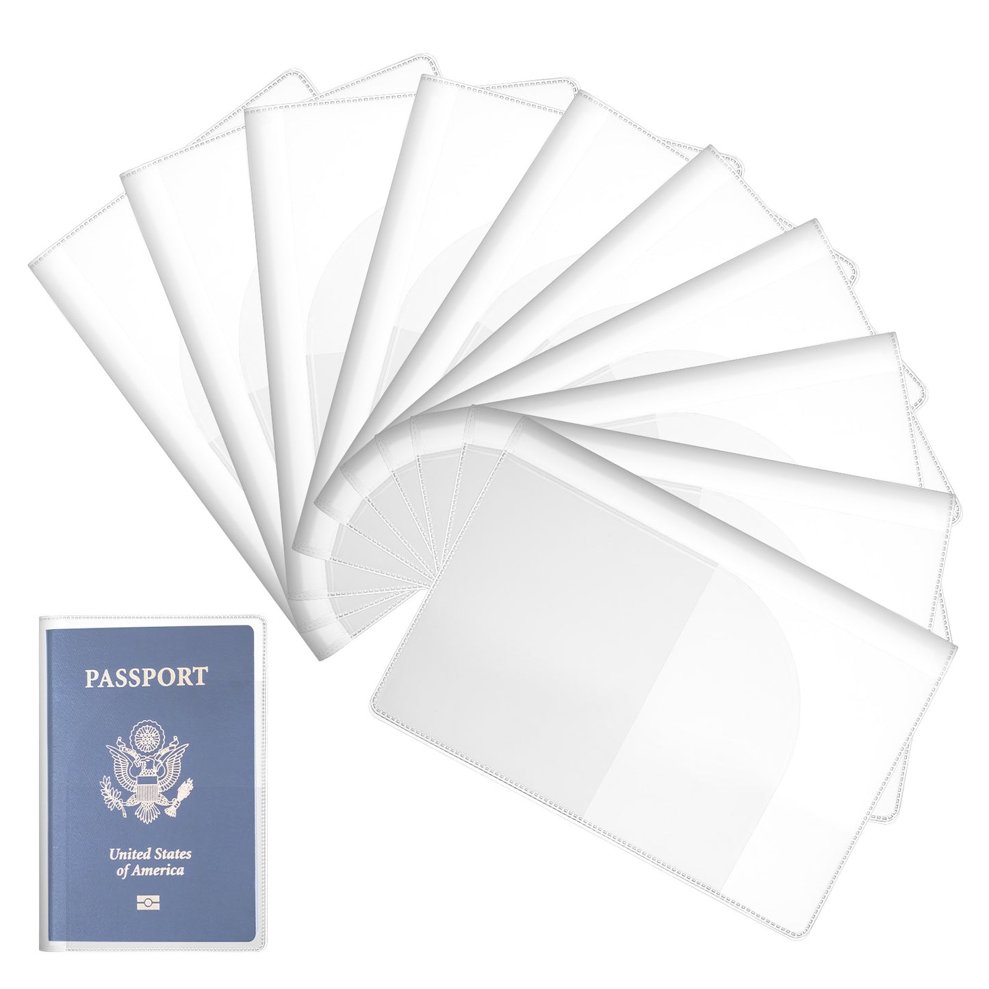 Tucnoeu 10pcs Plastic Passport Cover,Waterproof Passport Holder for Travel,Clear Passport Holder for Standard Size Passports RFID ID Card Covers