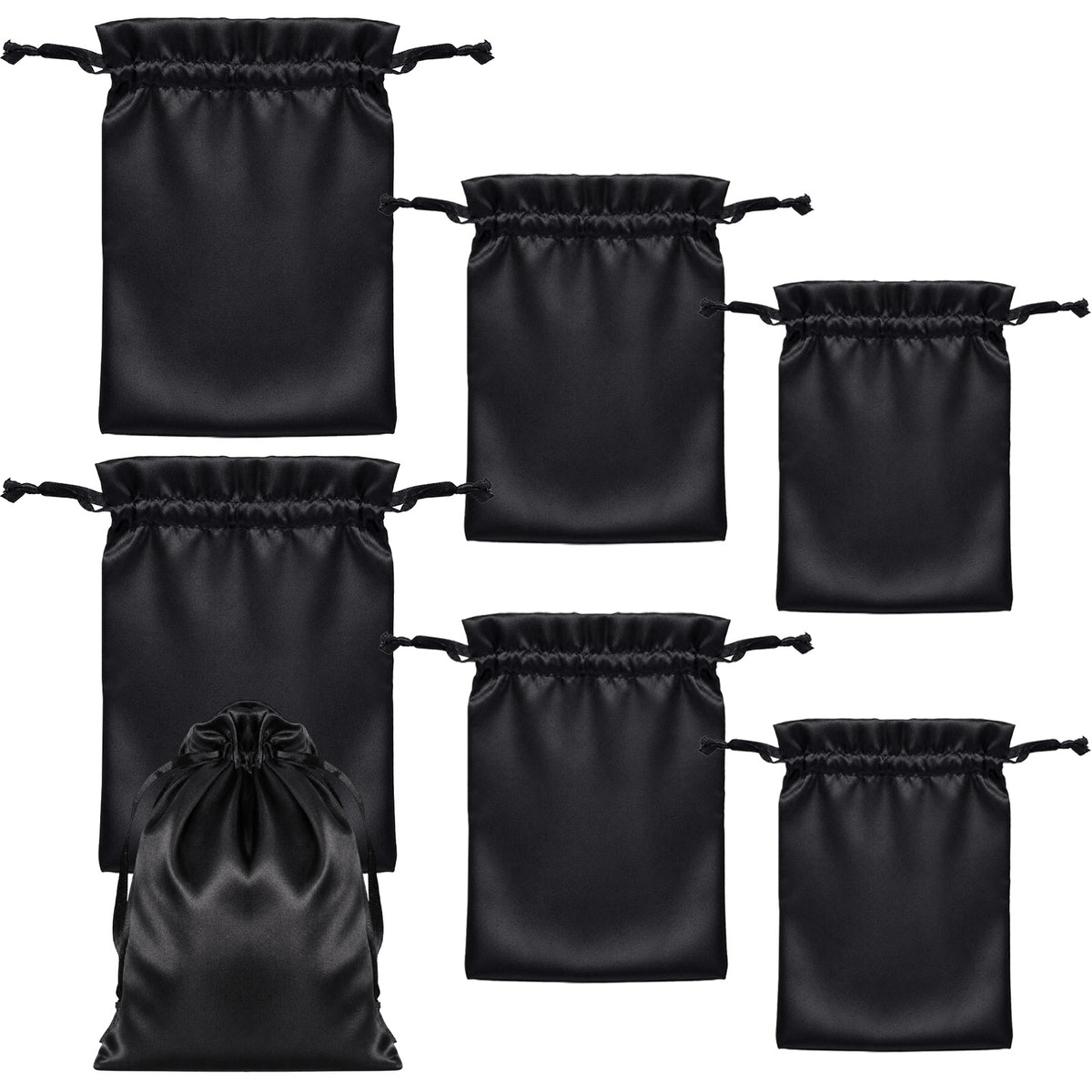 6Pcs Satin Silk Drawstring Pouch, Toy Storage Bags, Dust Bags for Handbags