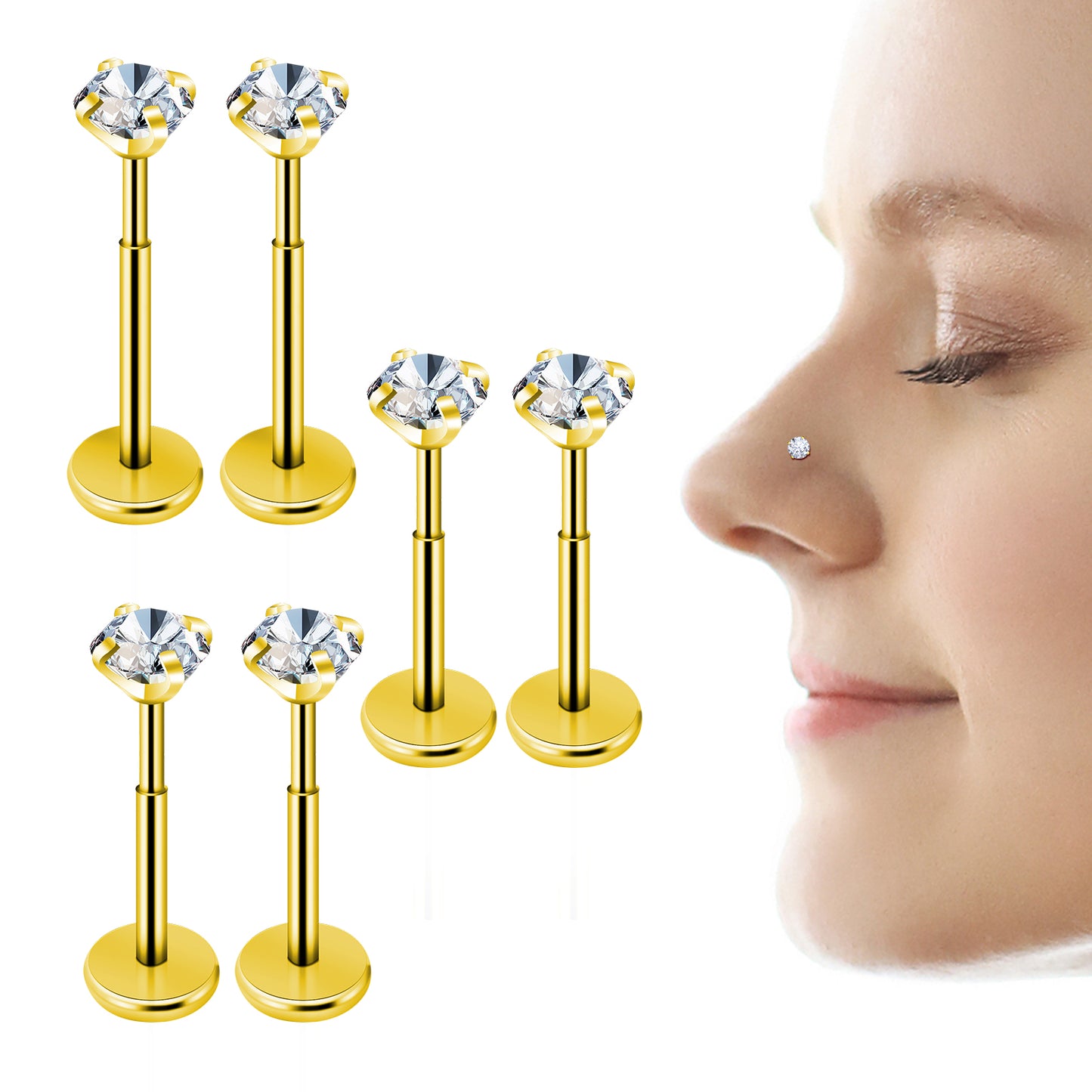 DIVINA VITAE 20G 3mm insert lip studs(gold)