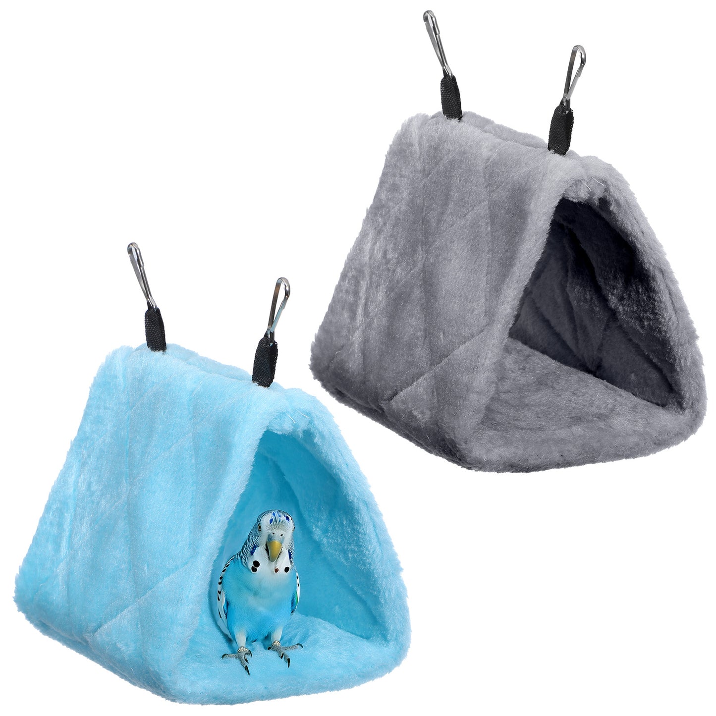 Neyauo 2 Pack Warm Bird Nest House, Hanging Hammock Snuggle Cave, Parrot Sleeping Bed Hut Hideaway Tent For Pet Parrot Macaw Budgies Cockatiels Cockatoo Lovebird, Blue And Grey