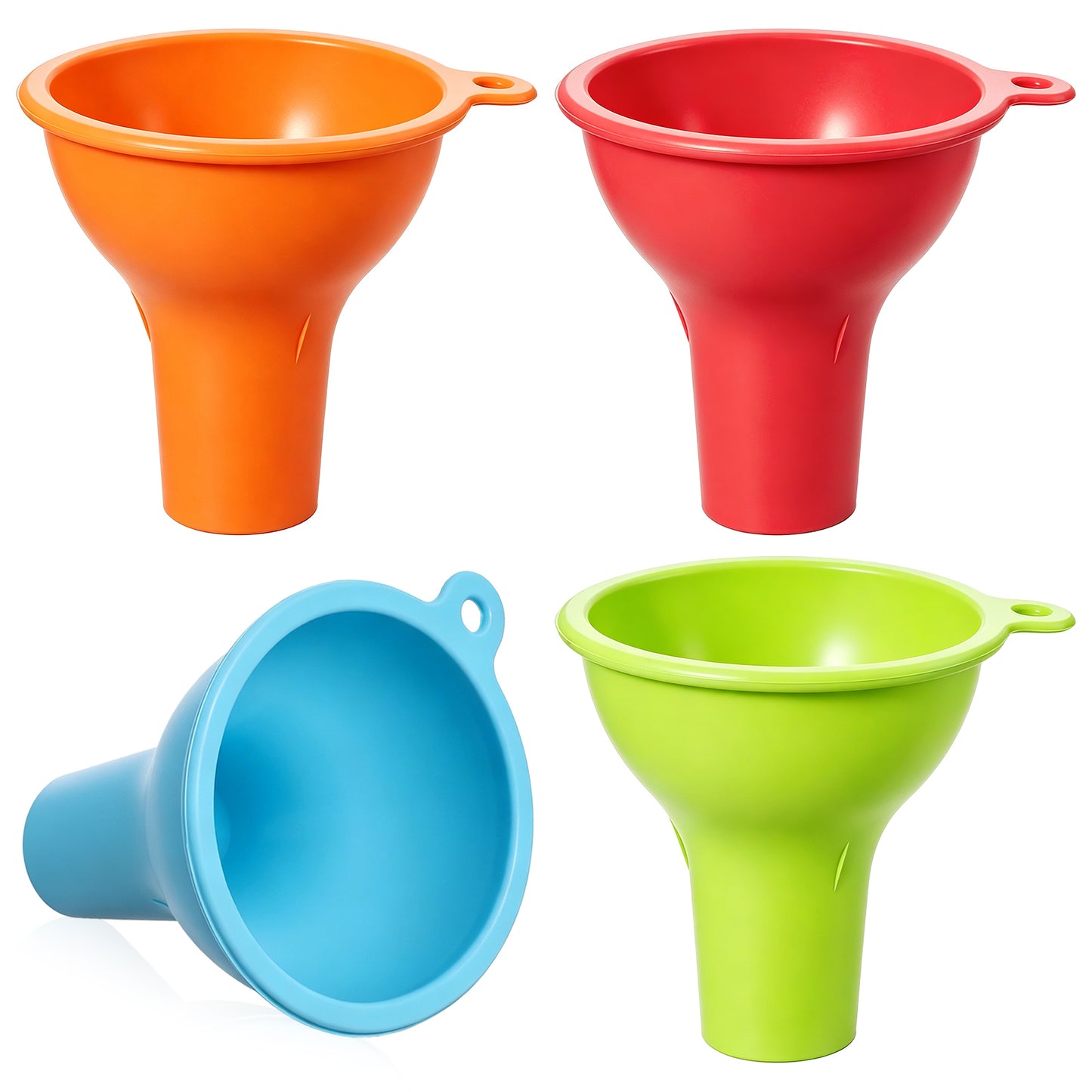 Silicone Funnel - 4 Pcs Wide Mouth Funnel Kitchen Funnels Flexible Canning Funnels for Home Restaurant Kitchen Squeeze Bottles Jars Cans Liquid Spices, 2.75 x 1 Inch (Multi Color)