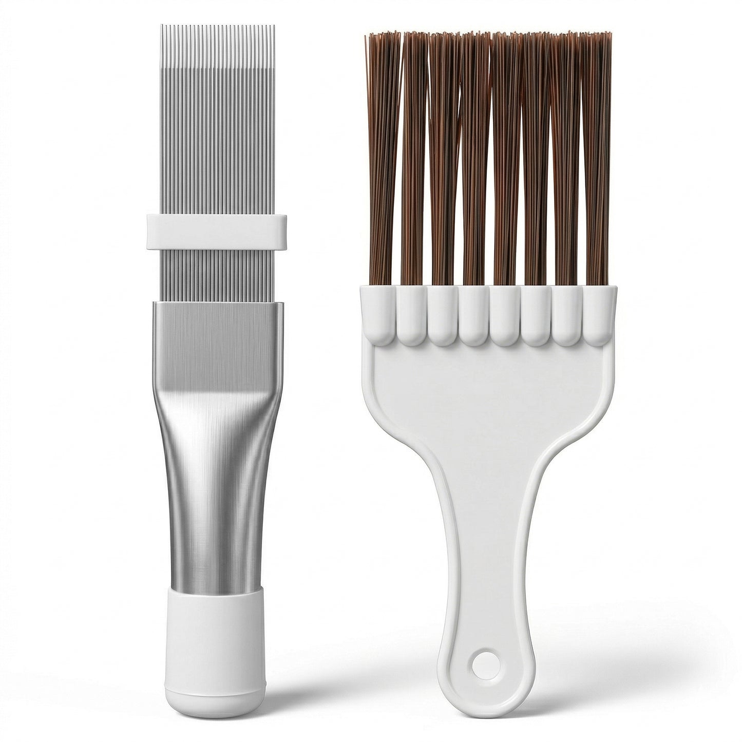 2-Pack Stainless Steel Air Conditioner Fin Comb, Multi-Purpose Coil Cleaning Brush & Fin Straightener Tool Set for HVAC, AC Condenser, Refrigerator, Auto Radiator, and Evaporator Units