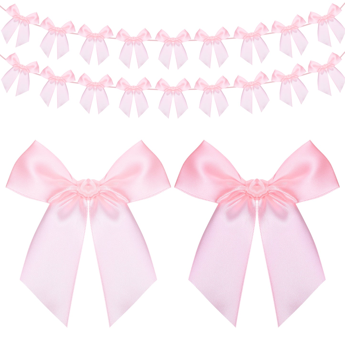 Telooco 2pcs Pink Bow Garland Bow Garland Bows Banner Pink Ribbon Party Decorations for Birthday Party Decor Bridal Shower Wedding Favors Engagement Baby Shower Supplies