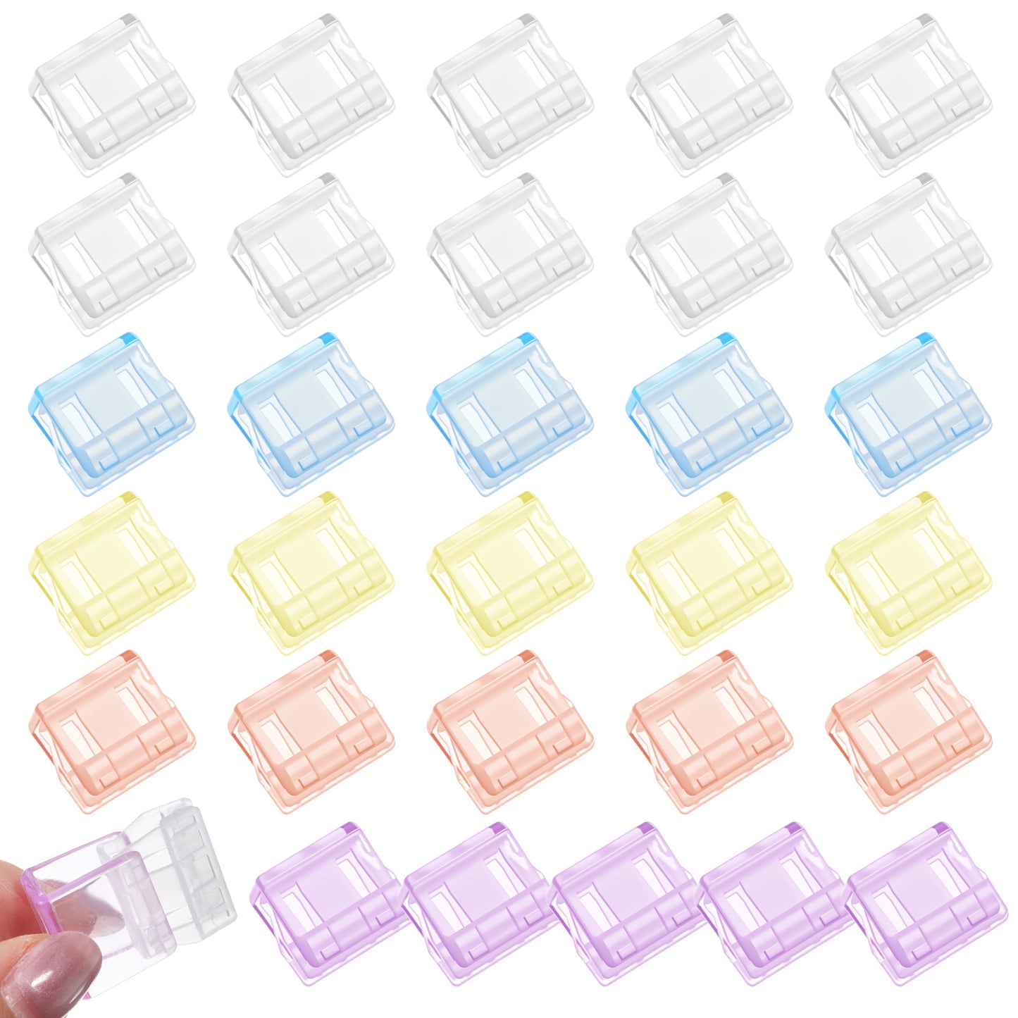 No-Sew Hem Clips for Pants - Adjustable Cuff Holders for Instant Shortening, Invisible Tightener for Jeans, Dress Pants & Trousers - 30 Pack Transparent Clips (No Sewing Required)