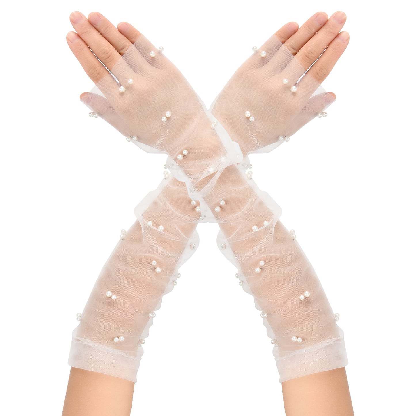 Yolev Long Wedding Tulle Gloves