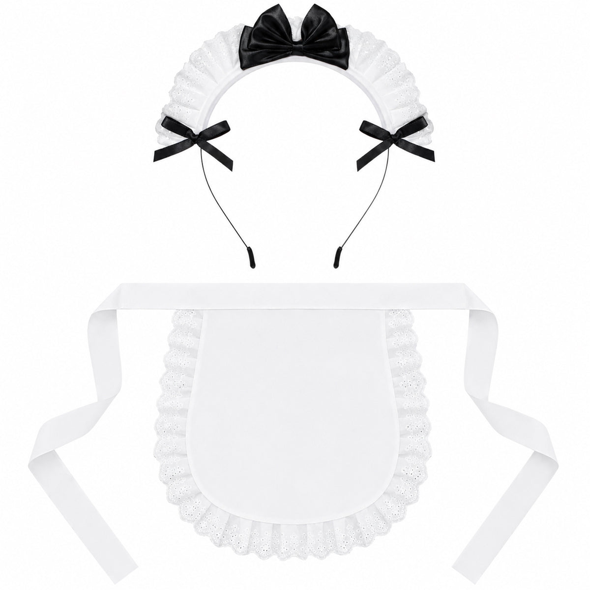 Yykazqe White Waist Apron with French Headdress Colonial Costume Set