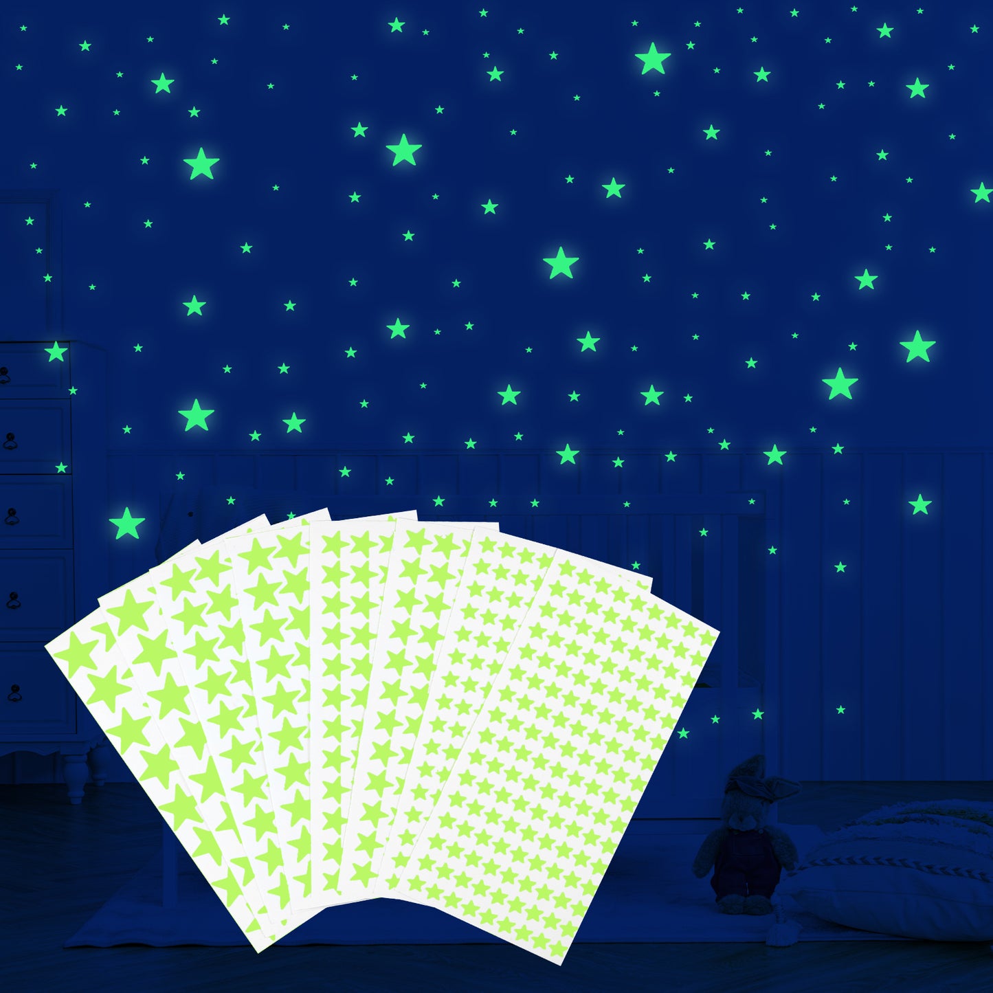 812 pcs Glow in The Dark Stars Realistic Space Wall Stickers Luminous Adhesive Stars for Kids Room Decoration Glow in The Dark Stickers for Ceiling Glow Stars for Ceiling