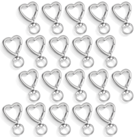 20Pcs Heart Keychain Clip, Cute Heart Shaped Carabiner Clips Bulk Key Ring for DIY Crafts and Wristlets DIY Backpack Purse Luggage Tag (Sliver)
