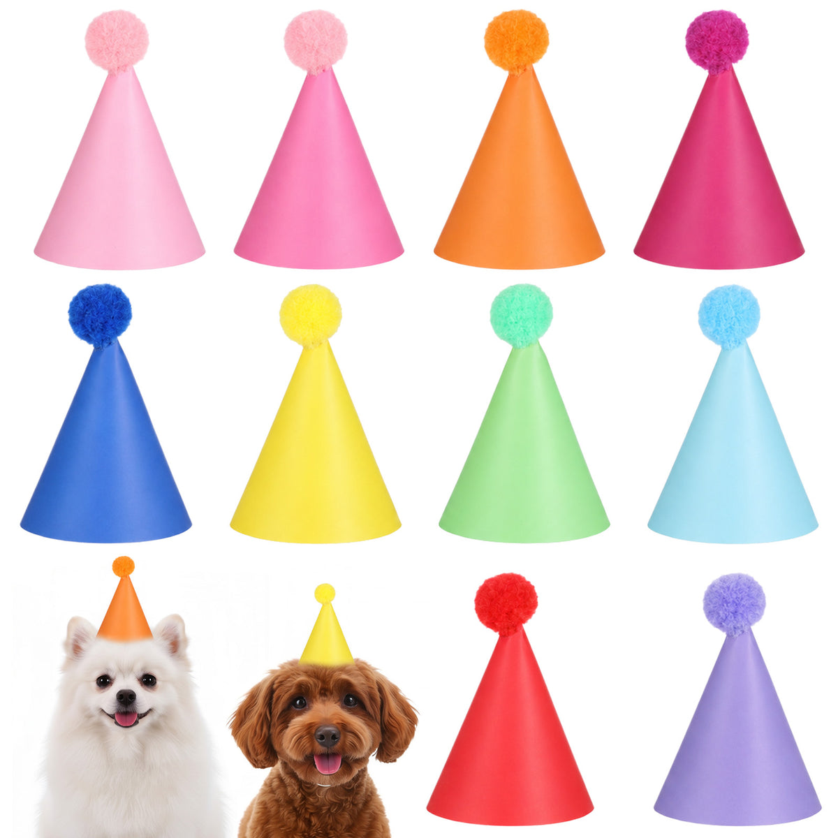 10pcs Colorful Mini Party Hats, Paper Cute Party Hats for Stuffed Animals