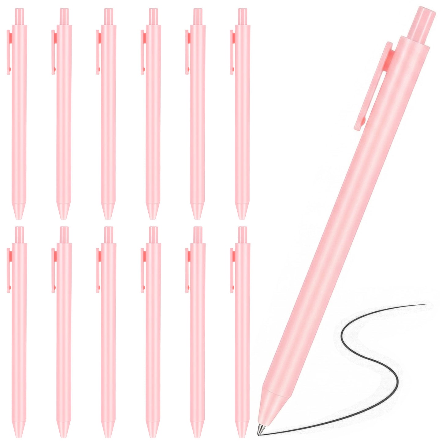 HaiFafafaing 12 Pcs Pink Gel Pens Black Ink 0.5 mm Fine Point - Cute Pink Black Ink Pens - Smooth Writing Pen for School, Office Products, Teacher, Bridal Shower