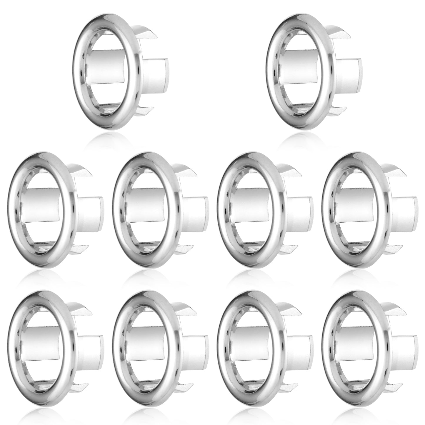 10Pcs Sink Overflow Cover, Sink Overflow Ring, Overflow Sink Hole Cover, Round Sink Tap Hole Cover for Bathroom & Kitchen Sinks (Silver)