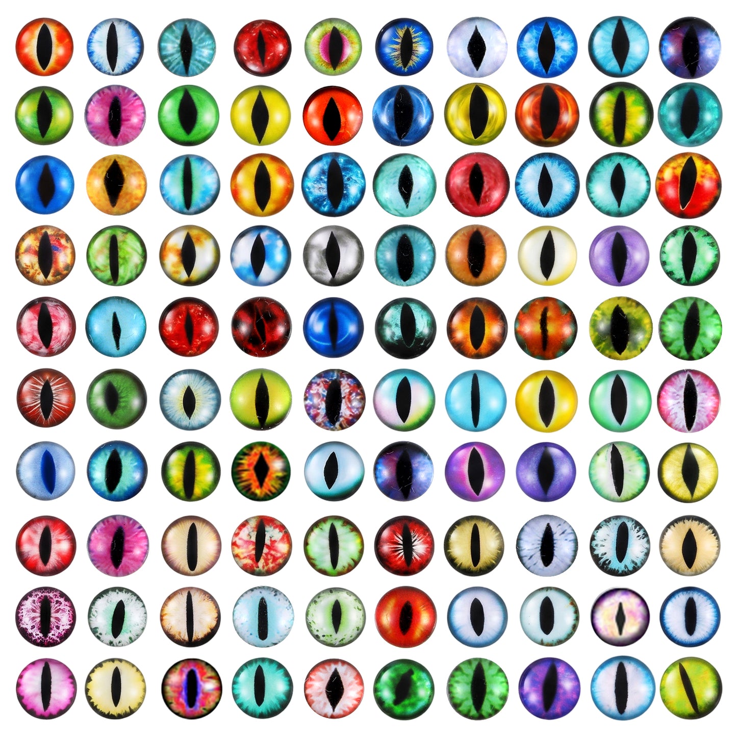 200Pcs 8mm Dragon Eyes - Assorted Glass Eyes for Crafts, Flatback Dome Animal Doll Eye for Clay Sculpture Jewelry Making DIY Craft Supplies