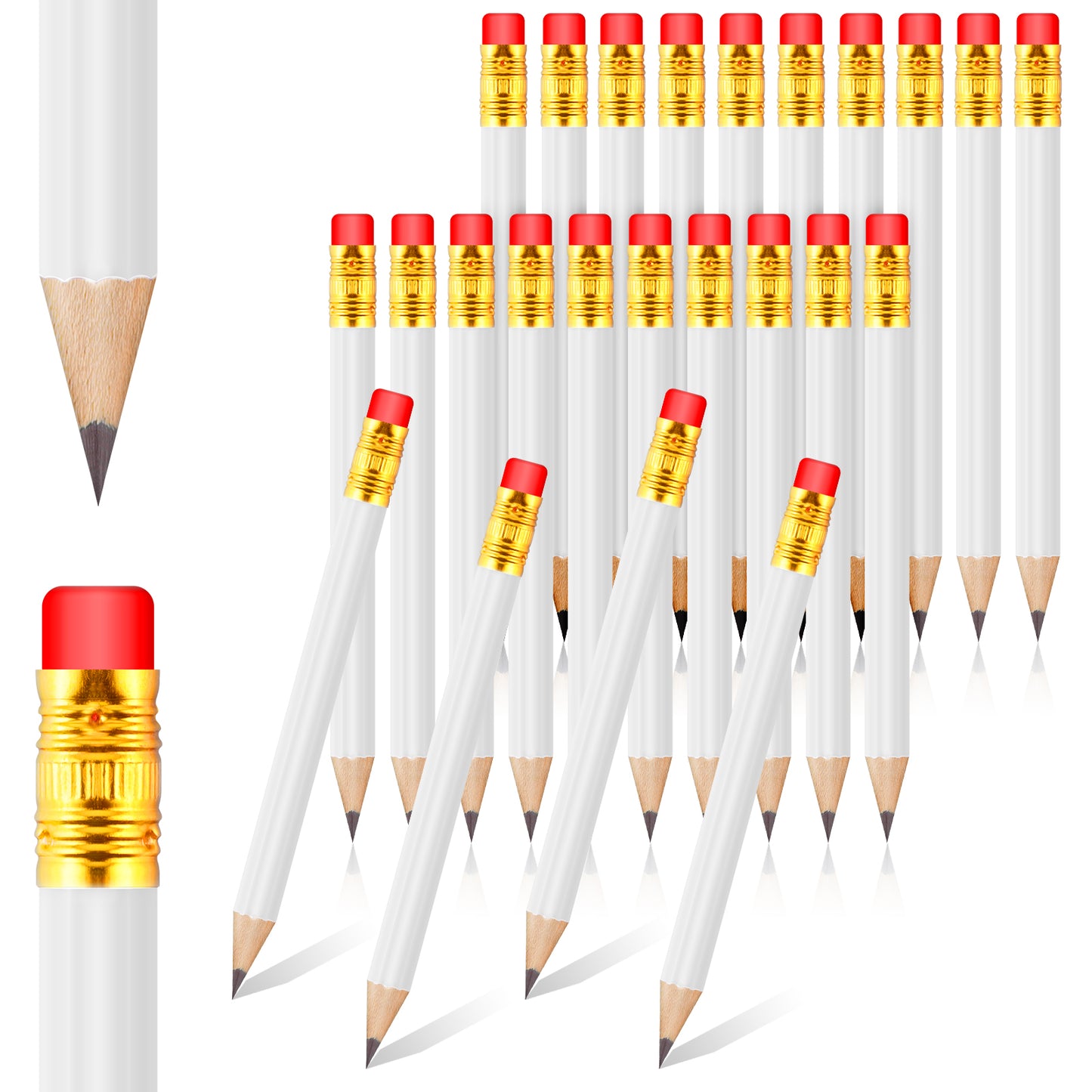 DIVINA VITAE 24 Pcs Golf Pencils With Erasers, Mini Wooden Hexagonal Short Pencils For School, Office, Party Favors, Pocket Writing