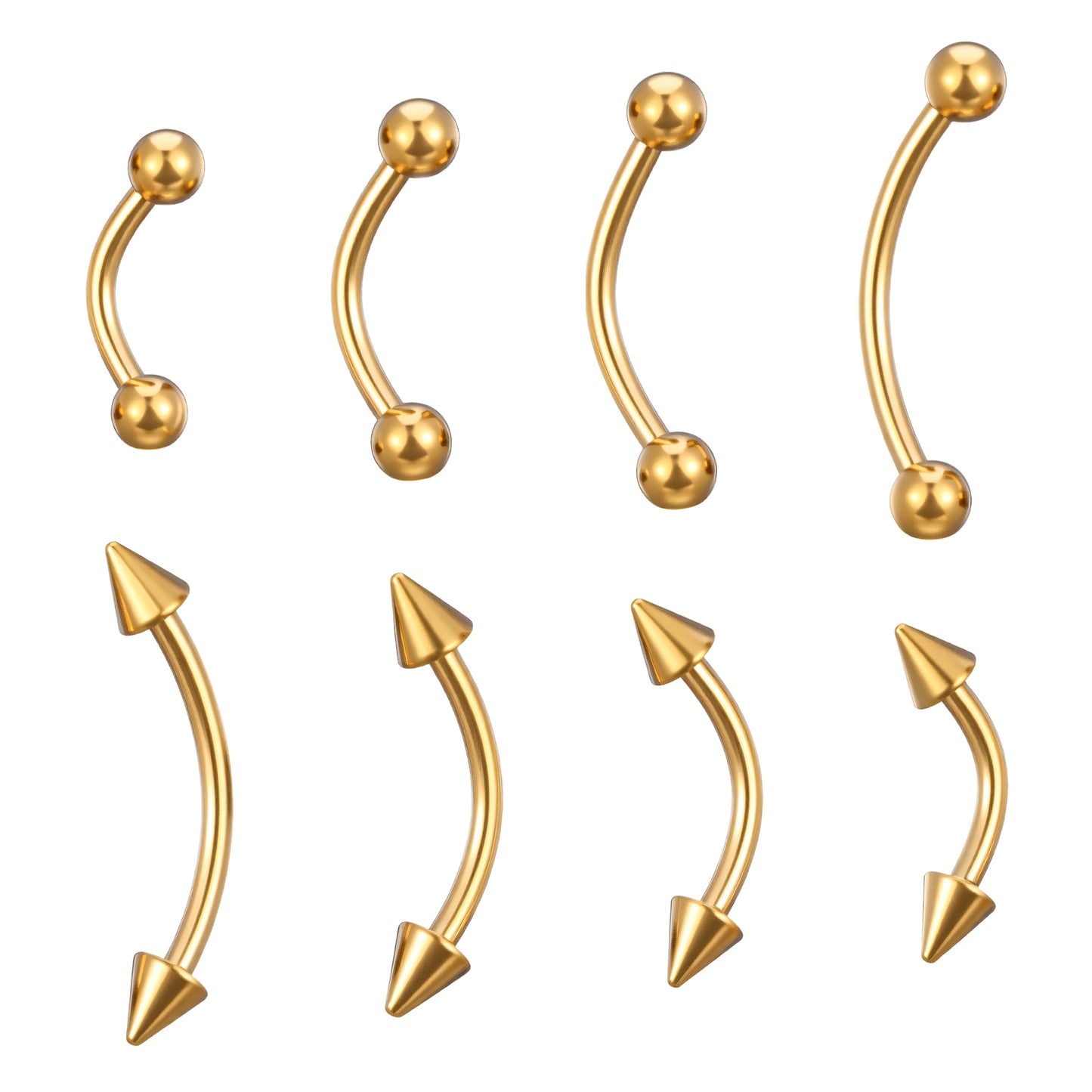 Yolev 8PCS Body Piercing Jewelry Stainless Steel Nose Rings Hoop L Shape Nose Studs Screw Bone Silver Rose Gold Black Rainbow Pack Steel Piercing Kit Jewelry 6mm/8mm/10mm/12mm
