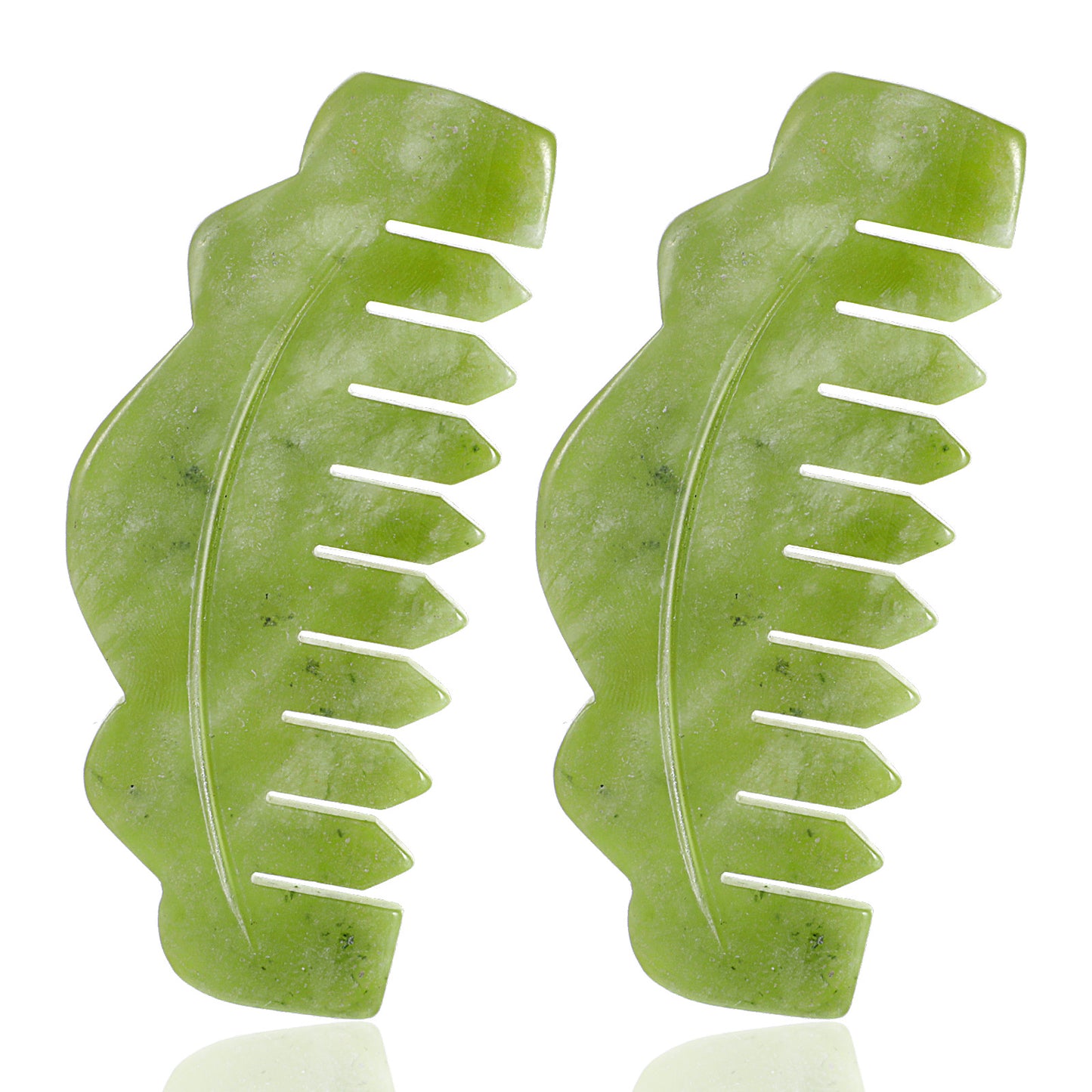 Telooco 2 Pcs Jade Combs for Scalp Massage, Scalp Massage Comb, Gua Sha Comb, Promote Blood Circulation, Head Care and Acupoint Massages Tool (Green)