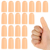 Tucnoeu 10pcs Gel Finger Cots/Covers, Silicone Thumb Protector Support, Finger Caps Finger Sleeves for Finger Cracking, Trigger Finger, Arthritis Pain Relief (Beige, Short)(Sink)