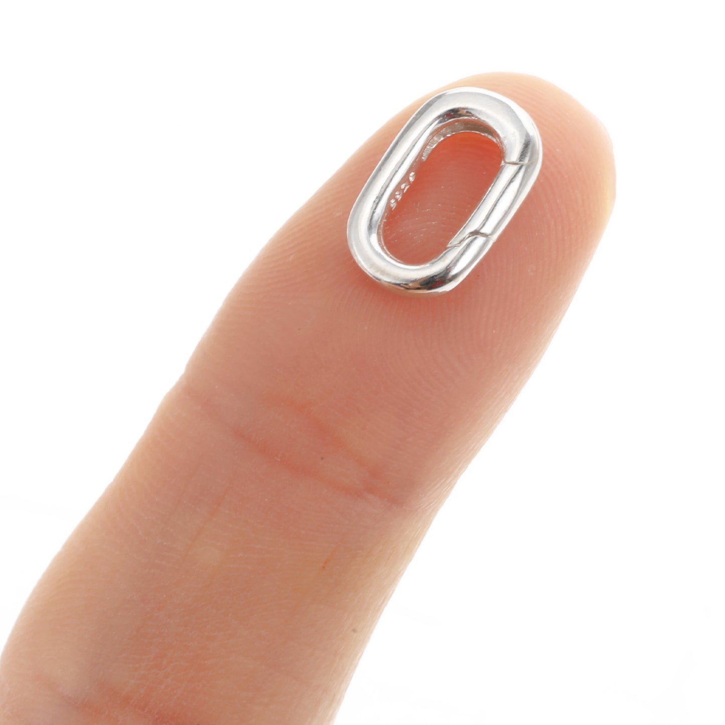 S925 Sterling Silver Clasp 2Pcs Oval Spring Gate Connector Carabiner Clip Small Bail Clasp for Jewelry Finding Necklace Bracelet Making