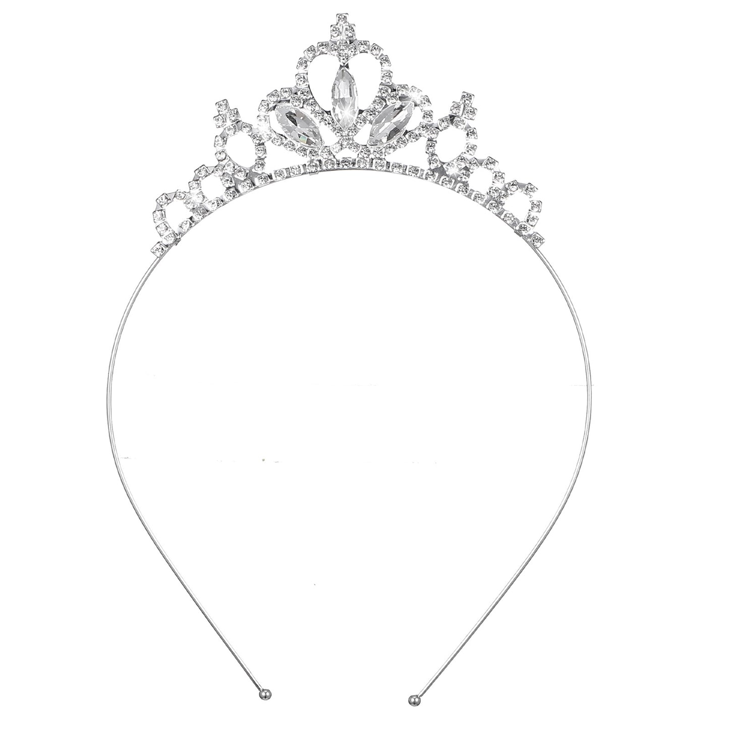 Princess Crown Tiara, Zinc Alloy Rhinestone Headband, Silver Crystal Hair Accessories for Women Wedding Birthday Halloween Party Christmas Gifts