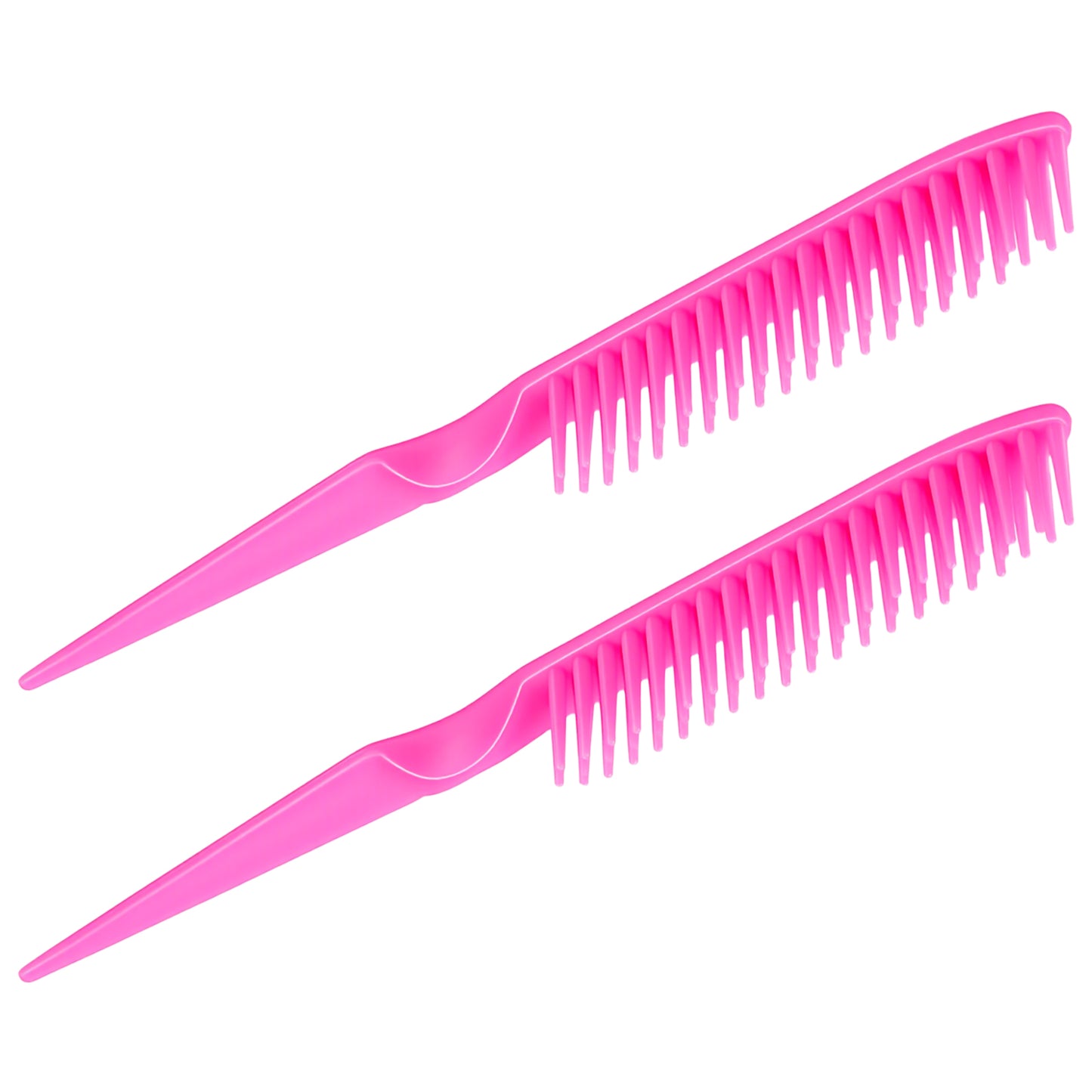 2 Pcs 3 Row Hair Comb for Natural Detangling Curl Rat Tail Styling Comb Set Unbraider Teasing Brush for Combing, Separating, Styling, Sectioning, and Shaping Curls, Women Men(Pink)