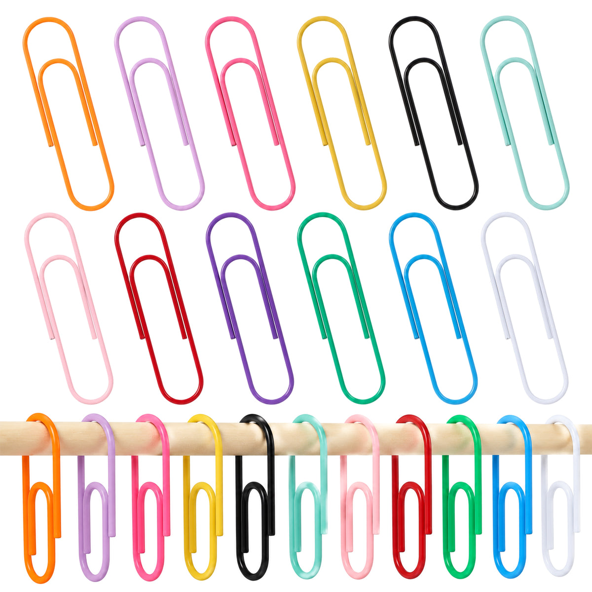 Jumbo Paper Clips Shower Curtain Hooks, 12Pcs Colorful Shower Curtain Rings