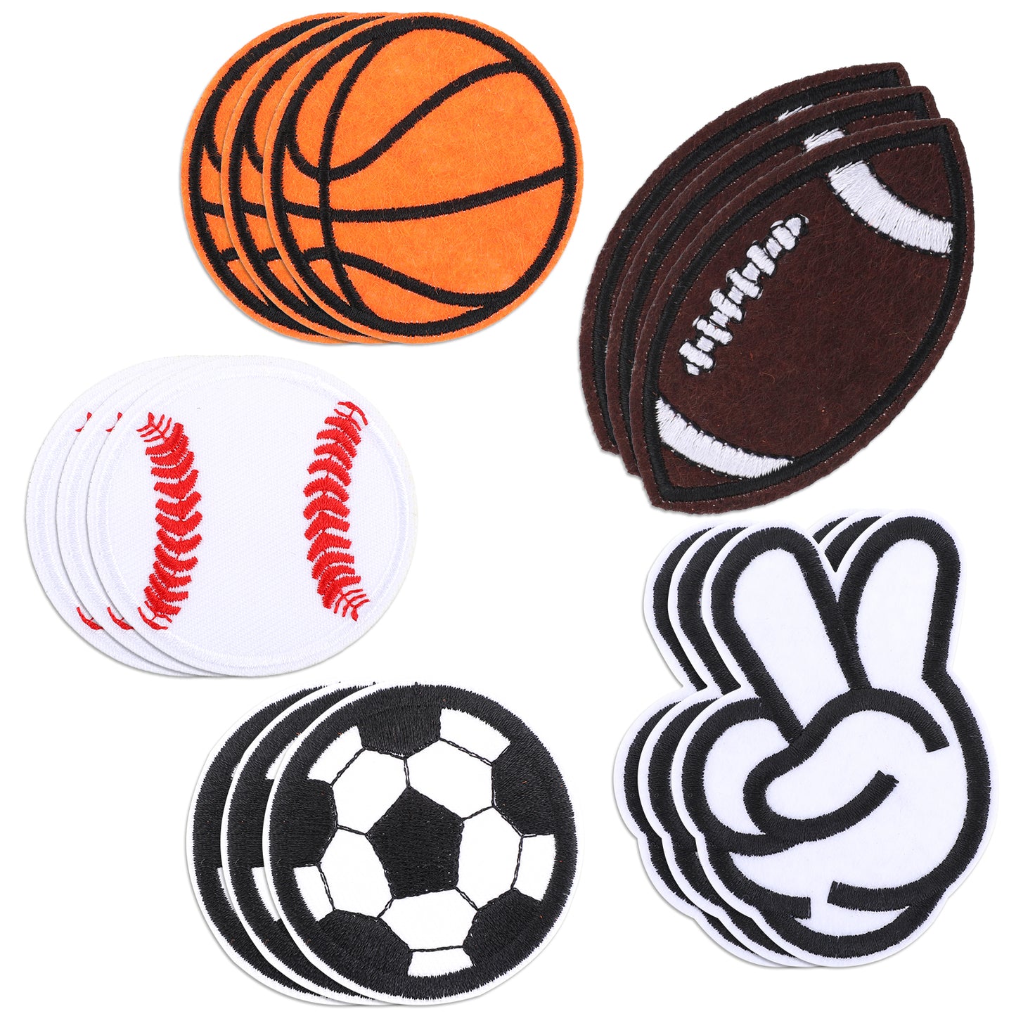 Yolev 15 Pieces Sports Ball Iron on Patches, Baseball Football Basketball Soccer Ball Embroidered Appliques Patch for Jacket Backpack Jeans Hats Clothes DIY Patches