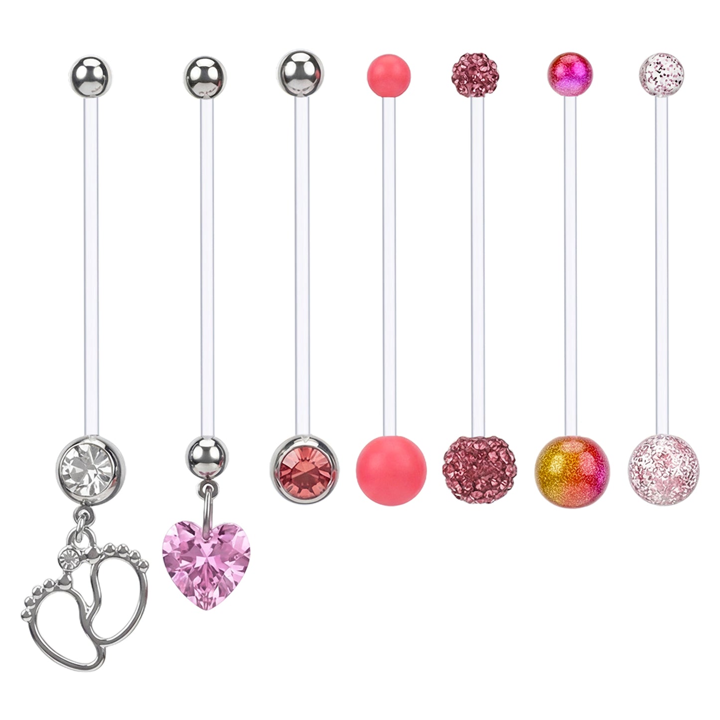 Tucnoeu 7Pcs 14G Pregnancy Belly Button Rings - Acrylic Flexible Maternity Belly Rings for Comfort and Style