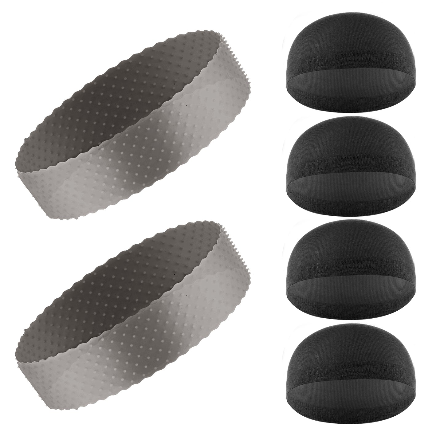 6 Pieces Wig Cap with Non-Slip Grip Band Elastic Silicone Wig Grip Cap for Glueless Lace Front Wigs, No Slip Headbands, Hair Cap for Women, Wig Accessories Kit(Black)