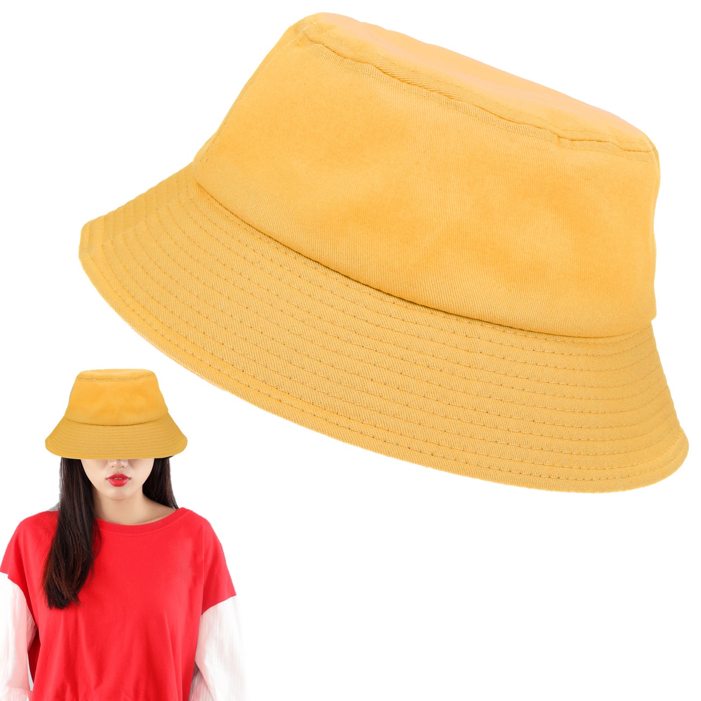 Yolev Unisex Bucket Hat Solid Colors Sun Hat with UV Protection Packable Summer Hats for Outdoor Sports (Yellow)