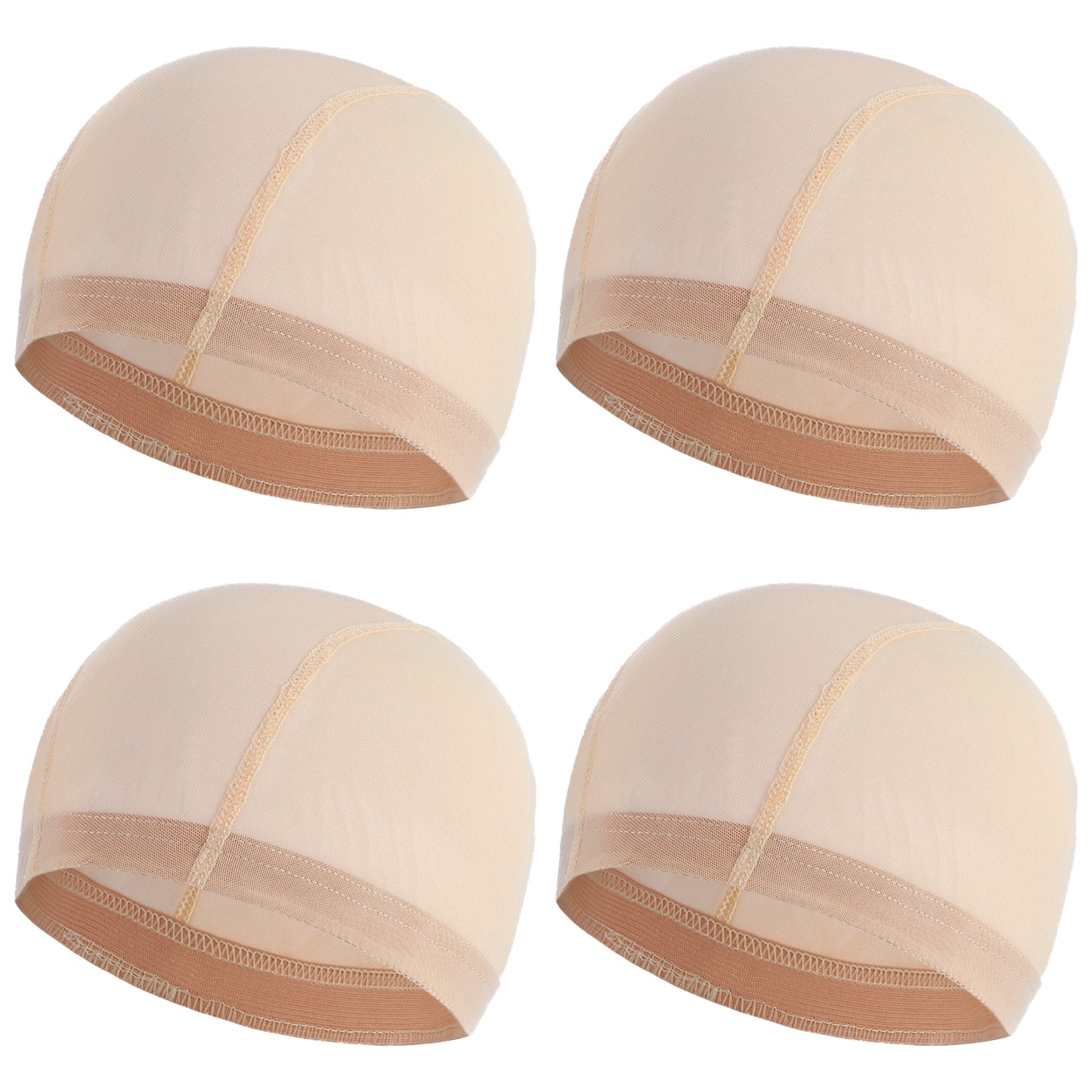 4 Pack Bamboo Fiber Wig Caps - Elastic, Breathable, and Soft Wig Liner Caps for Hair Loss and Chemotherapy (Beige)