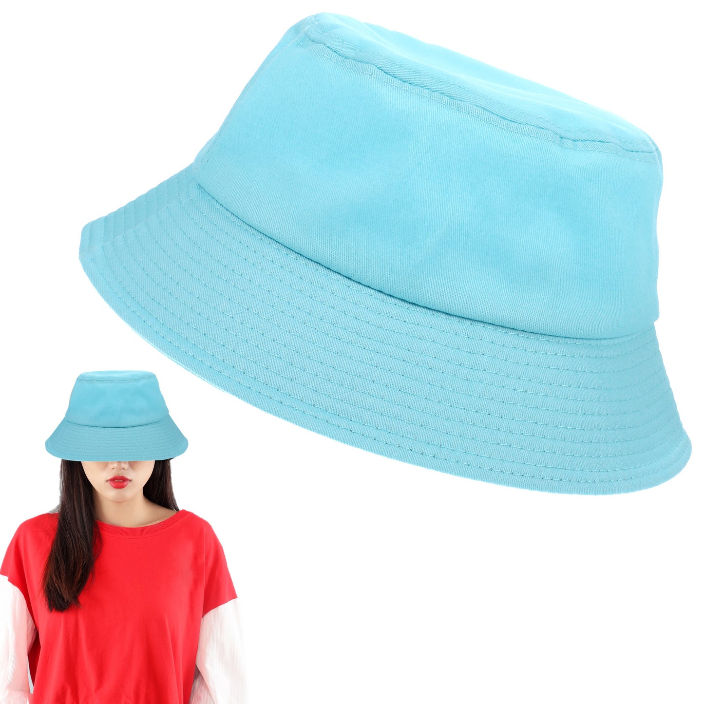 Yolev Unisex Bucket Hat Solid Colors Sun Hat with UV Protection Packable Summer Hats for Outdoor Sports (Blue)