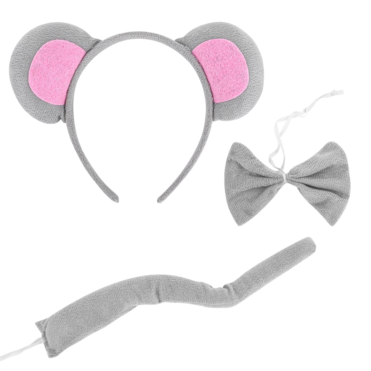Tucnoeu 3Pcs Mouse Ears Set - Mouse Ears Headband,Tail and Mouse Bowtie,Rat costume with Rat ears Suitable for Party Decoration or Halloween Costume Cosplay