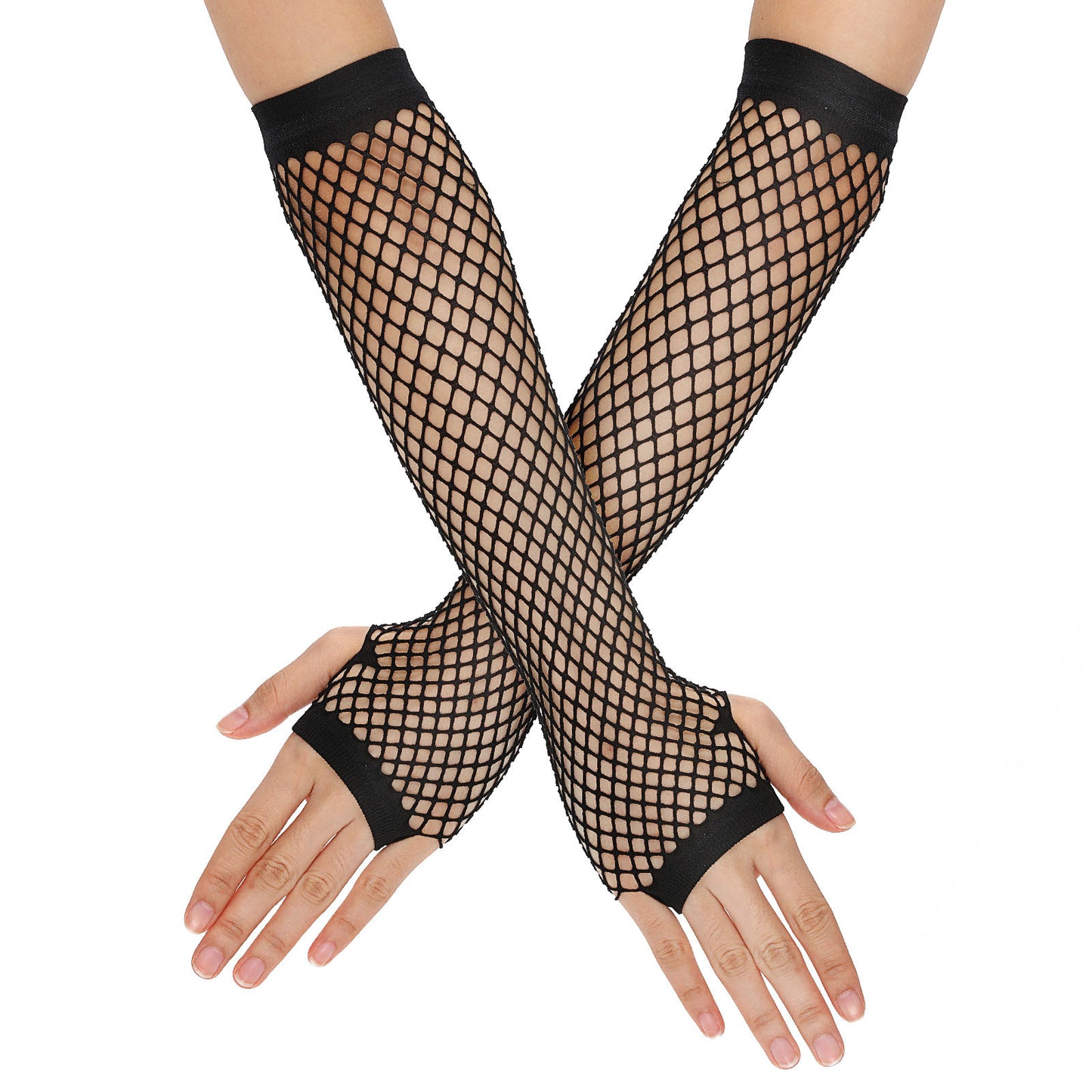 Yolev Fishnet Gloves Black Mesh Gloves Fingerless Fishnet Arm Sleeves Arm Fishnets for Women Men 80s Party Cosplay Costume Emo Goth Clothes Punk Rave Halloween Accessories