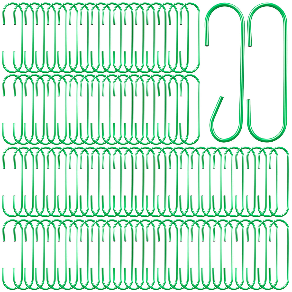 100 Pack Christmas Ornament Hooks, Green Metal Wire Decoration Hooks
