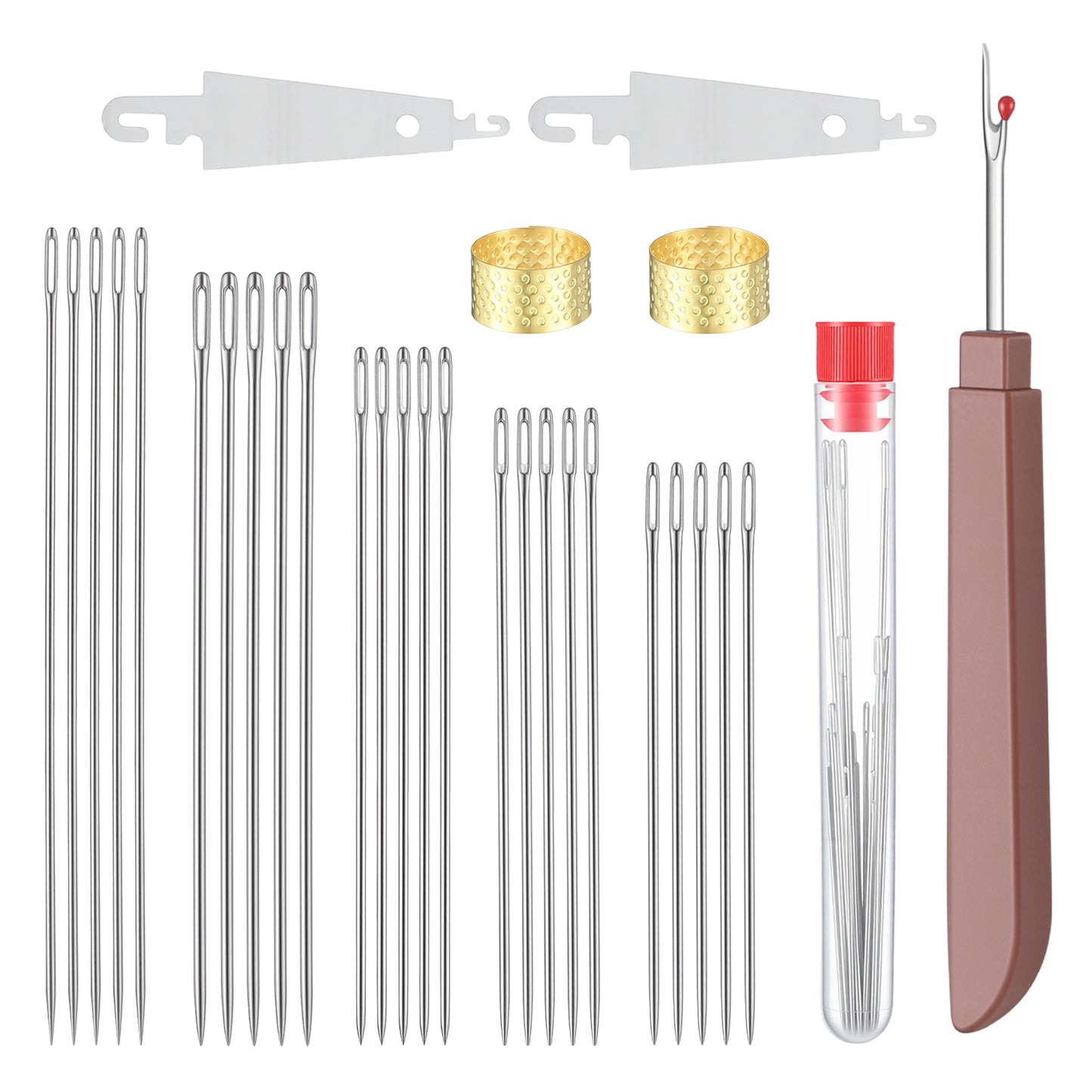 Big Eye Steel Needles Set,31Pcs Needles Thread Hand Repair Tools, 5 Size Stainless Steel Sewing Needle Kit, Portable Sewing Needle Kit for DIY Stitching Crafts, Quilting