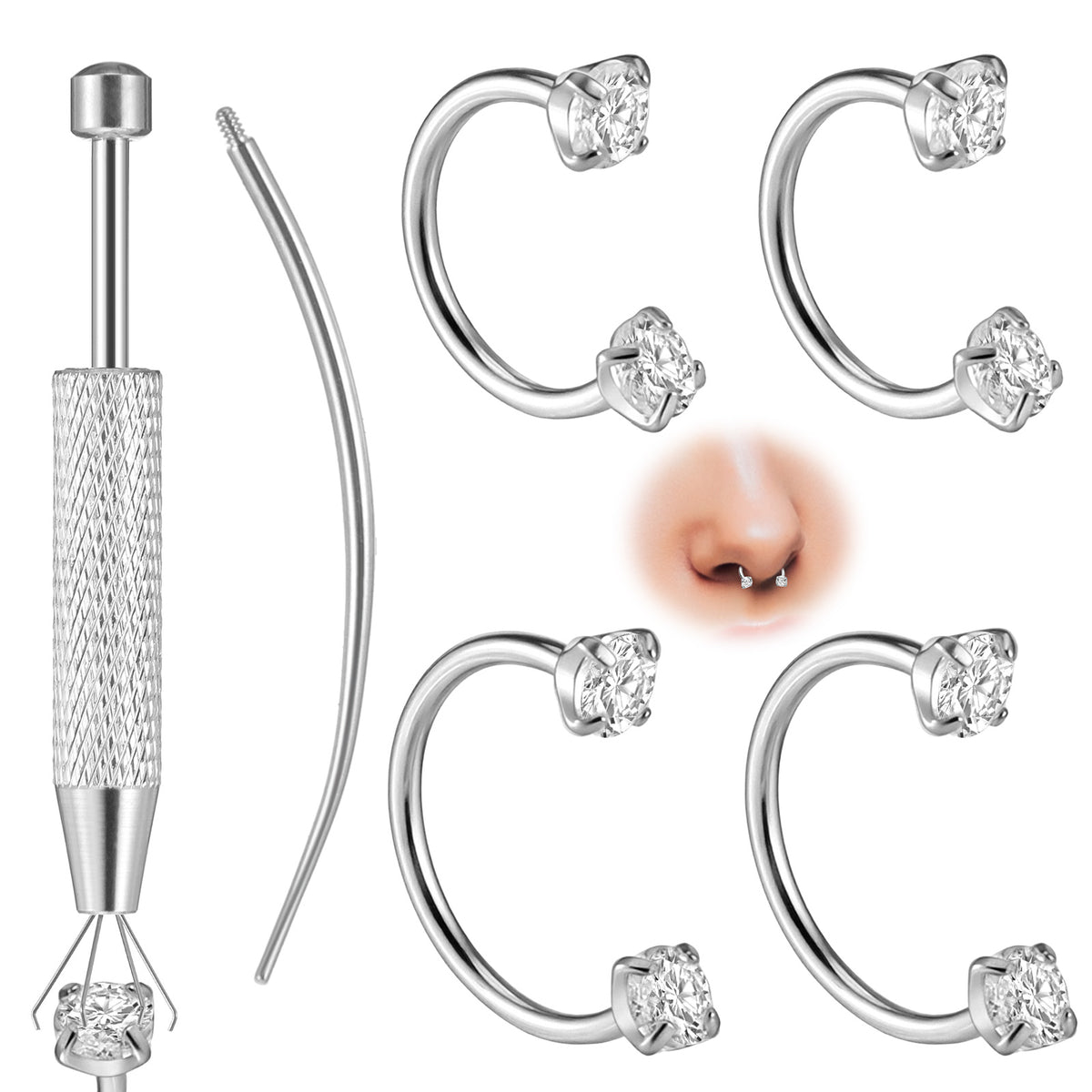 Gemoioio 18G Horseshoe Nose Ring,Horse Shoe Nose Rings for Women
