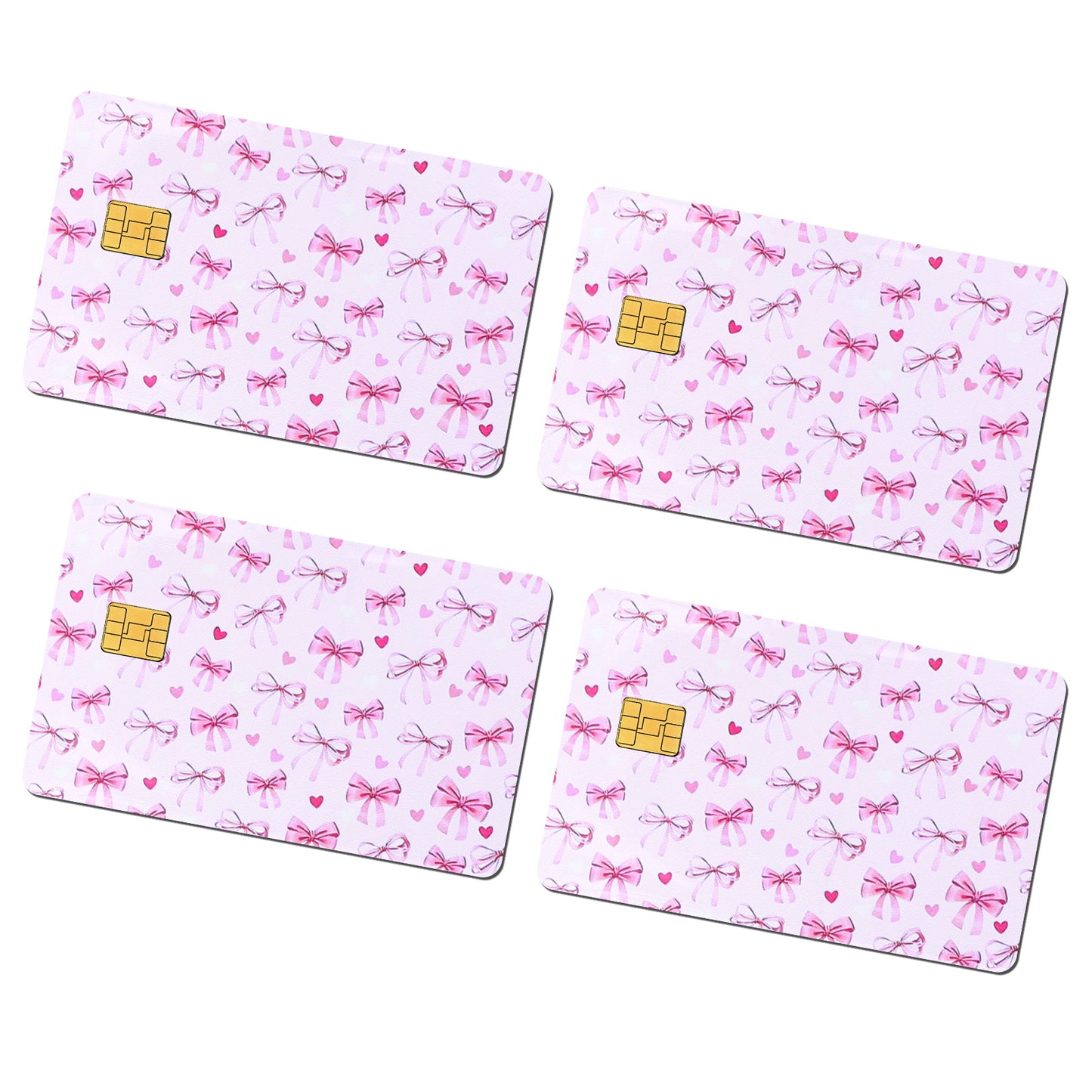 Lusofie 4 Pcs Pink Bow Credit Card Stickers, Bank Card Sticker, Waterproof Pvc Debit Card, Removable Credit Card Skin Decals, Anti-Wrinkling Bank Card Sticker No Bubble for Card Decor