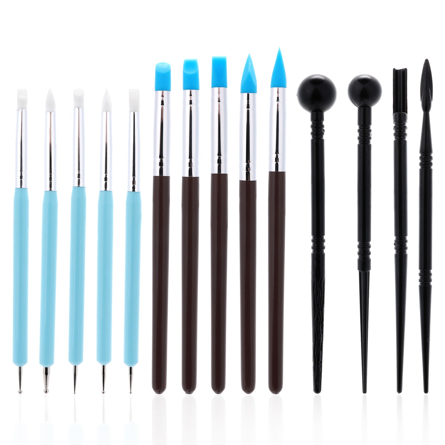 Tucnoeu Silicone Clay Sculpting Tool - 10Pcs Modeling Dotting Tool for Pottery Craft, Rock, Nail, Blending, Drawing, Perfect for Polymer Clay Art Projects