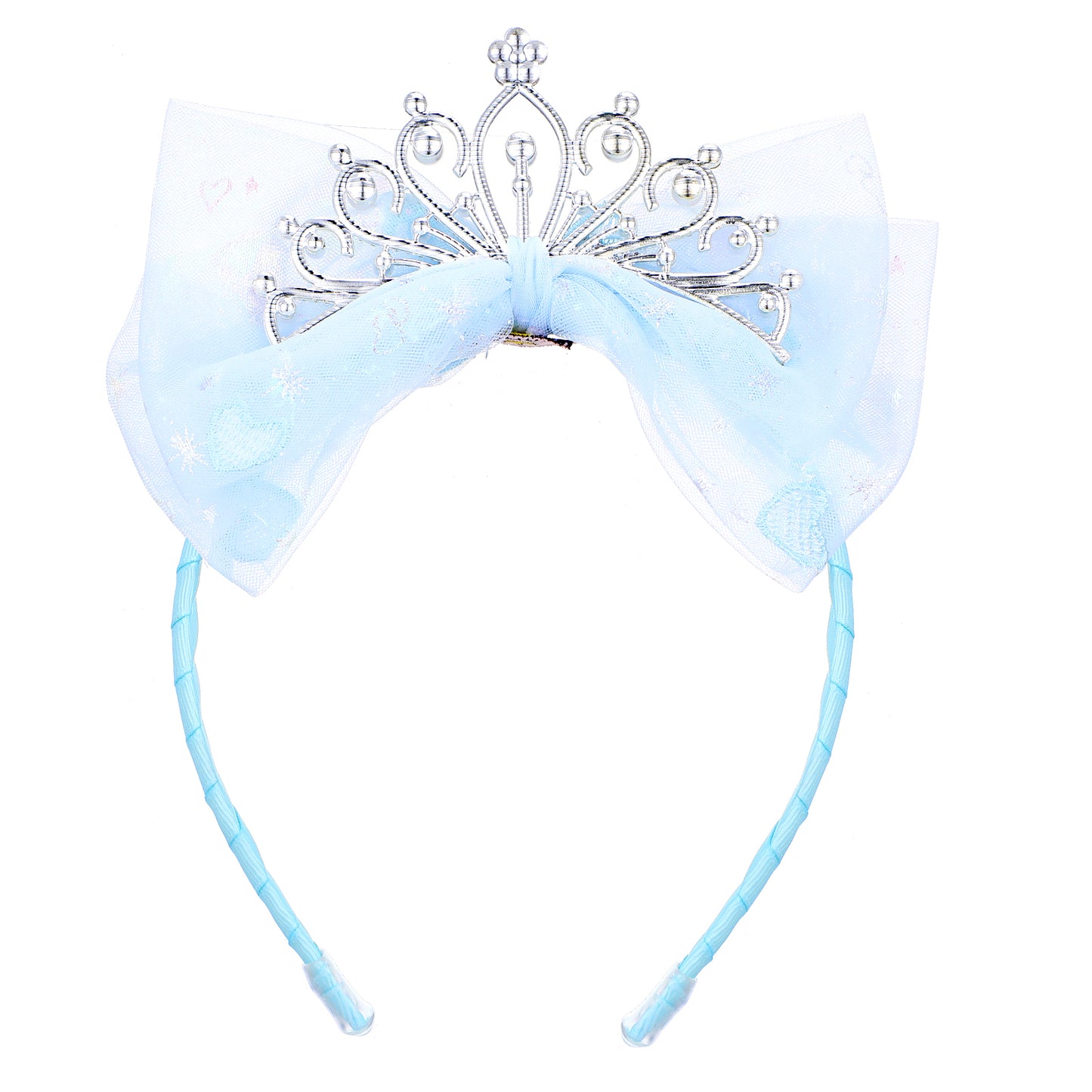 Lusofie Crown Headband 1Pcs Princess Tiara Glitter Toddler Headband Princess Crown for Graduation Birthday Party Fairy Costume Hair Accessories (Blue)
