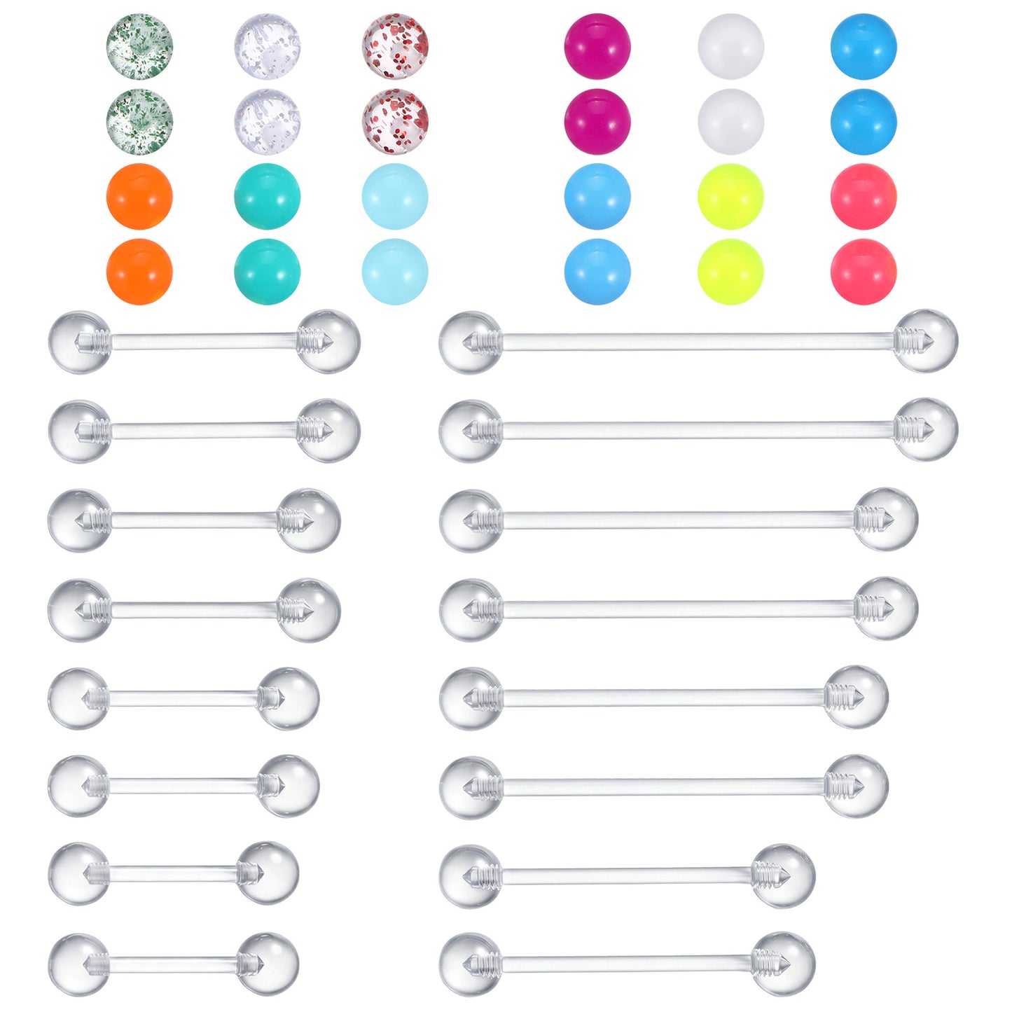 HaiFafafaing Plastic Nipple Rings 14g Clear Industrial Pregnancy Nipple Piercing Jewelry Acrylic Plastic Tongue Rings Retainer Long Bar Tongue Piercing Jewelry For Women Men For Surgery Sport