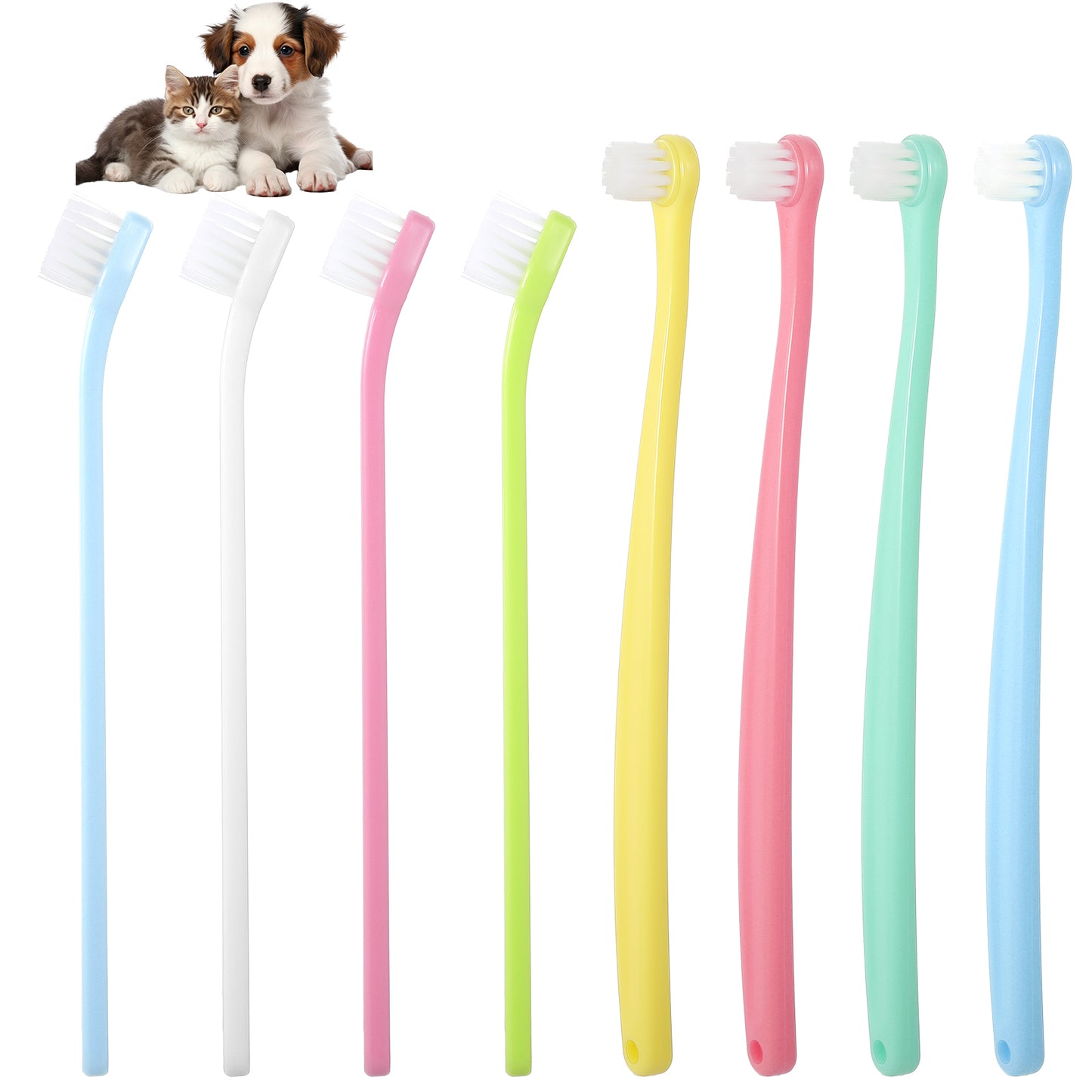 8Pcs Dog Toothbrushes Cat Tooth Brush 2 Styles Soft Bristle Kitten Tooth Brushing Kit Small Dog & Cat Pet Toothbrush for Sensitive Gum Cat Dental Care
