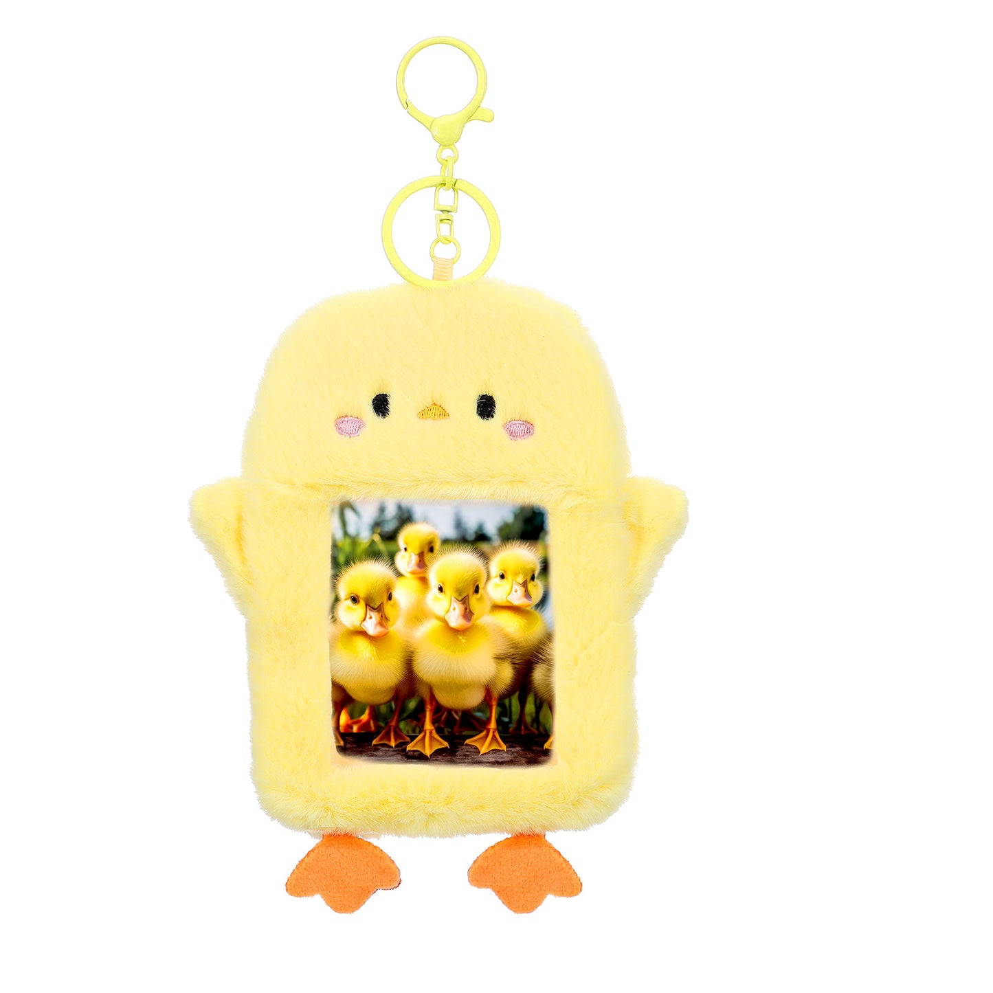 Cute Chick Plush Keychain for Kpops Photocard Holder | 3 Inch Soft Plush ID Badge Holder & Bag Charm | Cartoon Animal Photo Case for ID Cards, Student and Worker Lanyards
