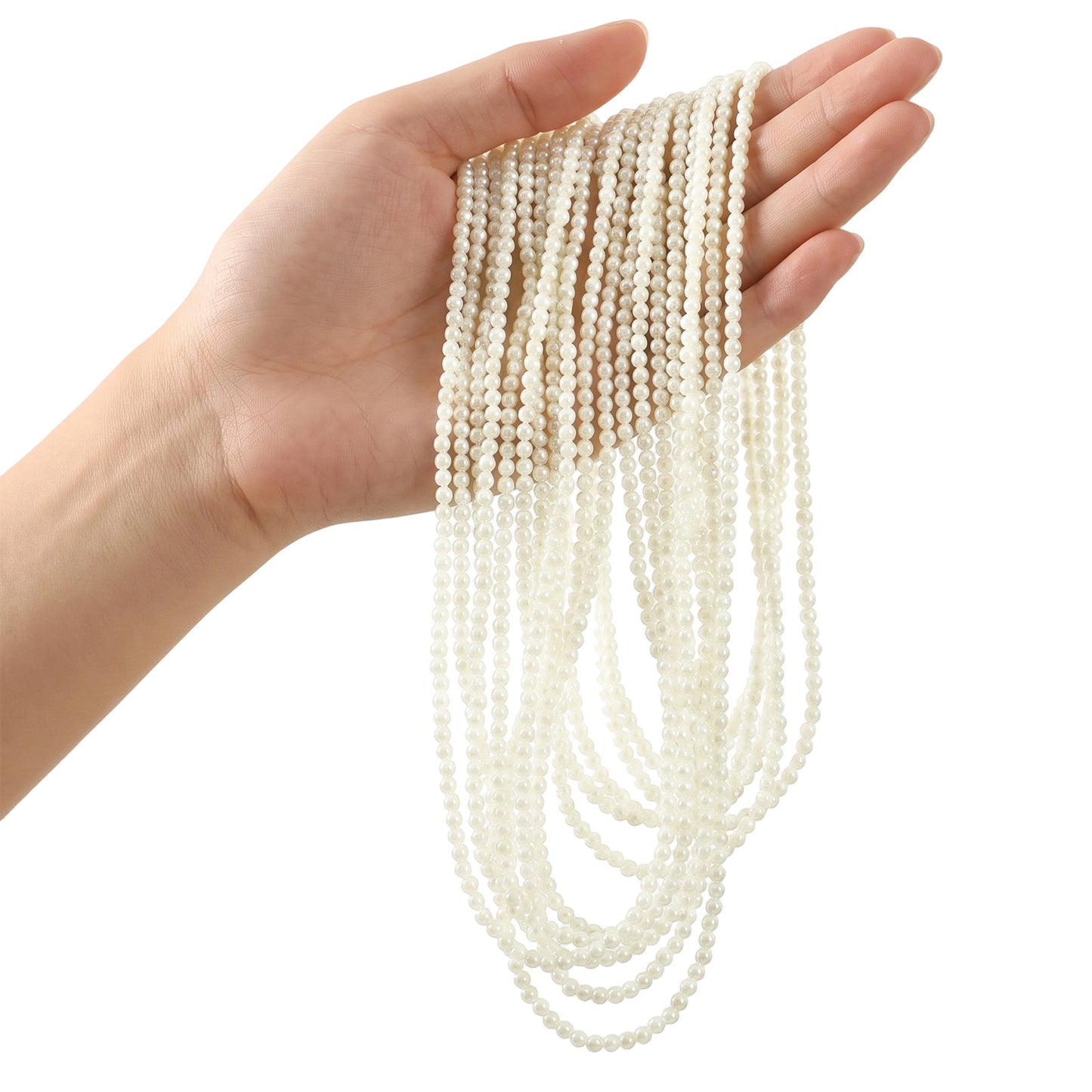 33 Feet Pearl Garland - 3mm Faux Pearl Beads String, Crafts Pearls Strands for Wedding Party Favor Decorations(Beige)