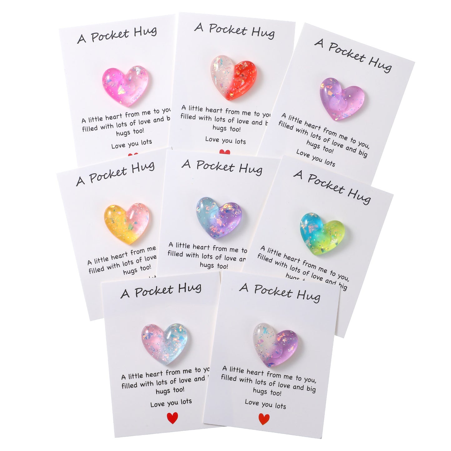 8 Pcs Pocket Hug Heart Greeting Cards, Little Heart Pocket Hug Card,Gift for Valentines Day, Keepsake Exchange Relationship Cards for Colleagues, Family, Friends